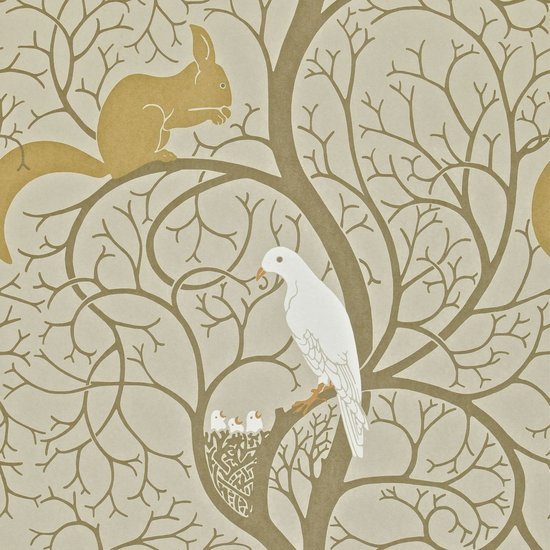 Sanderson Squirrel & Dove Behang DVIWSQ101 - LAB COLOUR THE WORLD
