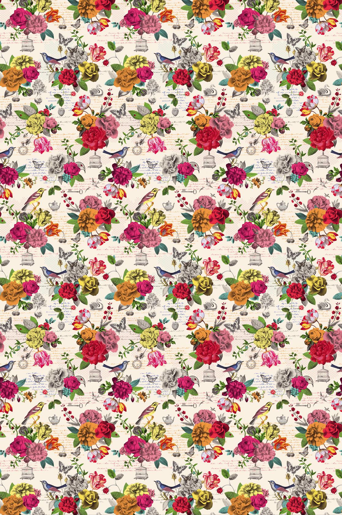 EIJFFINGER Pip Studio III 341092 - Afbeelding 1 - Multi, Romantisch, Kinderkamer, Pip Studio, Vogels, Bloemen