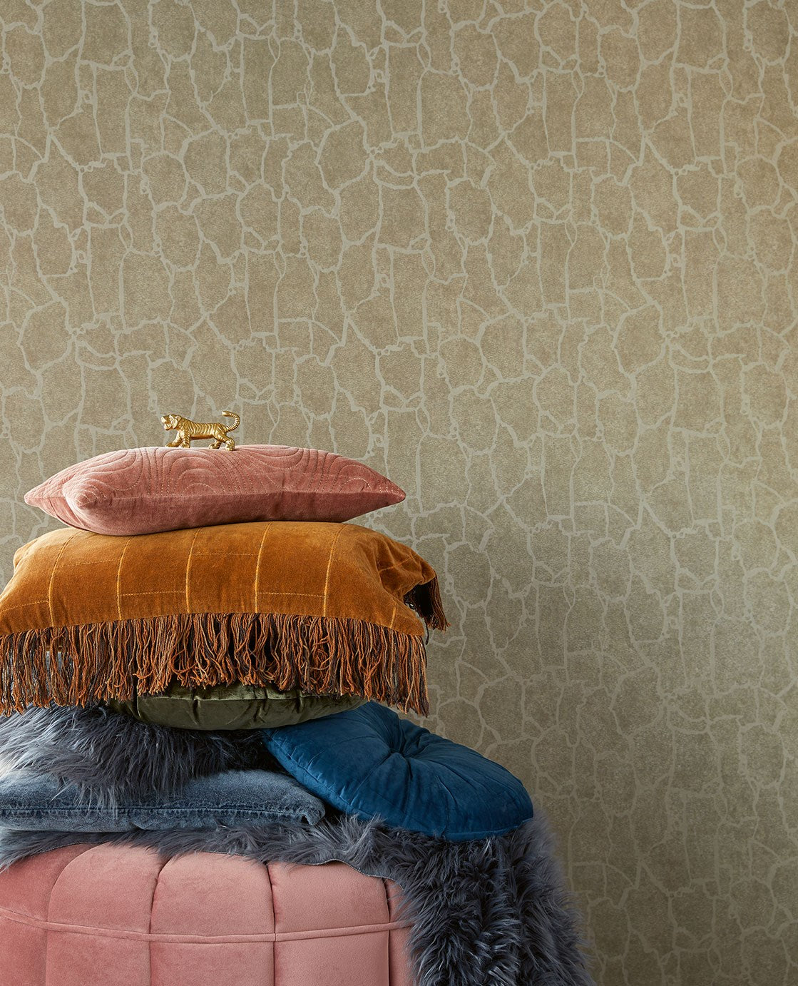 EIJFFINGER Skin 300532 - Afbeelding 2 - Groen, Zwart / Grijs, Etnisch, Basic, Stoer, Industrieel, Dieren, Effen, Uni, Structuren