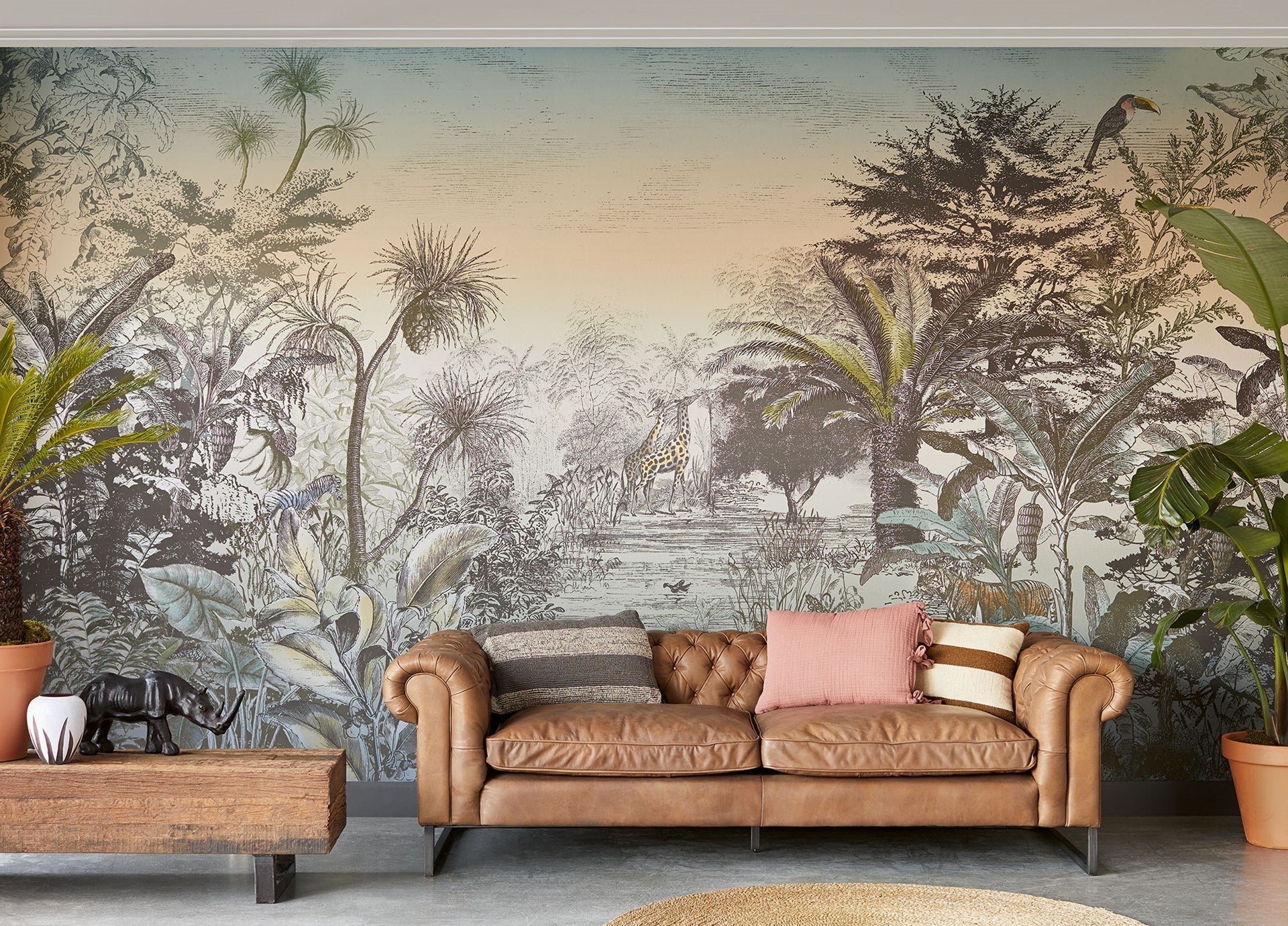 EIJFFINGER Skin 300612 - Afbeelding 2 - Multi, Blauw, Zwart / Grijs, Landelijk, Etnisch, Stoer, Industrieel, Dieren, Natuurlijk