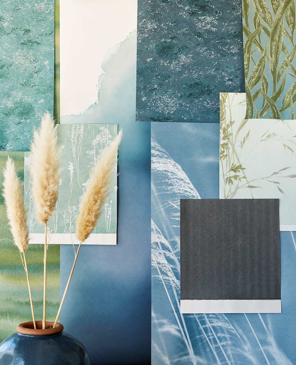 Eijffinger WATERFRONT behang 300854 Groen, Blauw, Zwart / Grijs - afbeelding 3