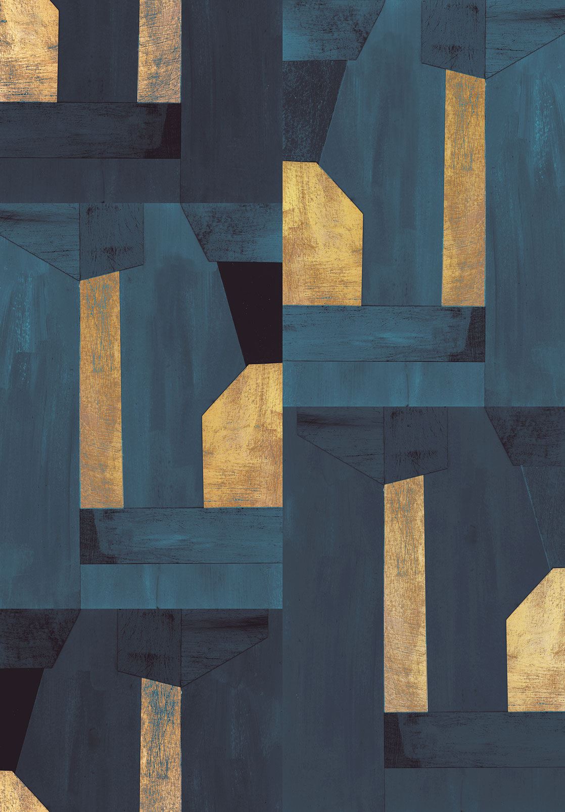 Eijffinger REVIVE behang 333676 Blauw, Zwart / Grijs, Goud, Oranje, Paars, Geel - afbeelding 4