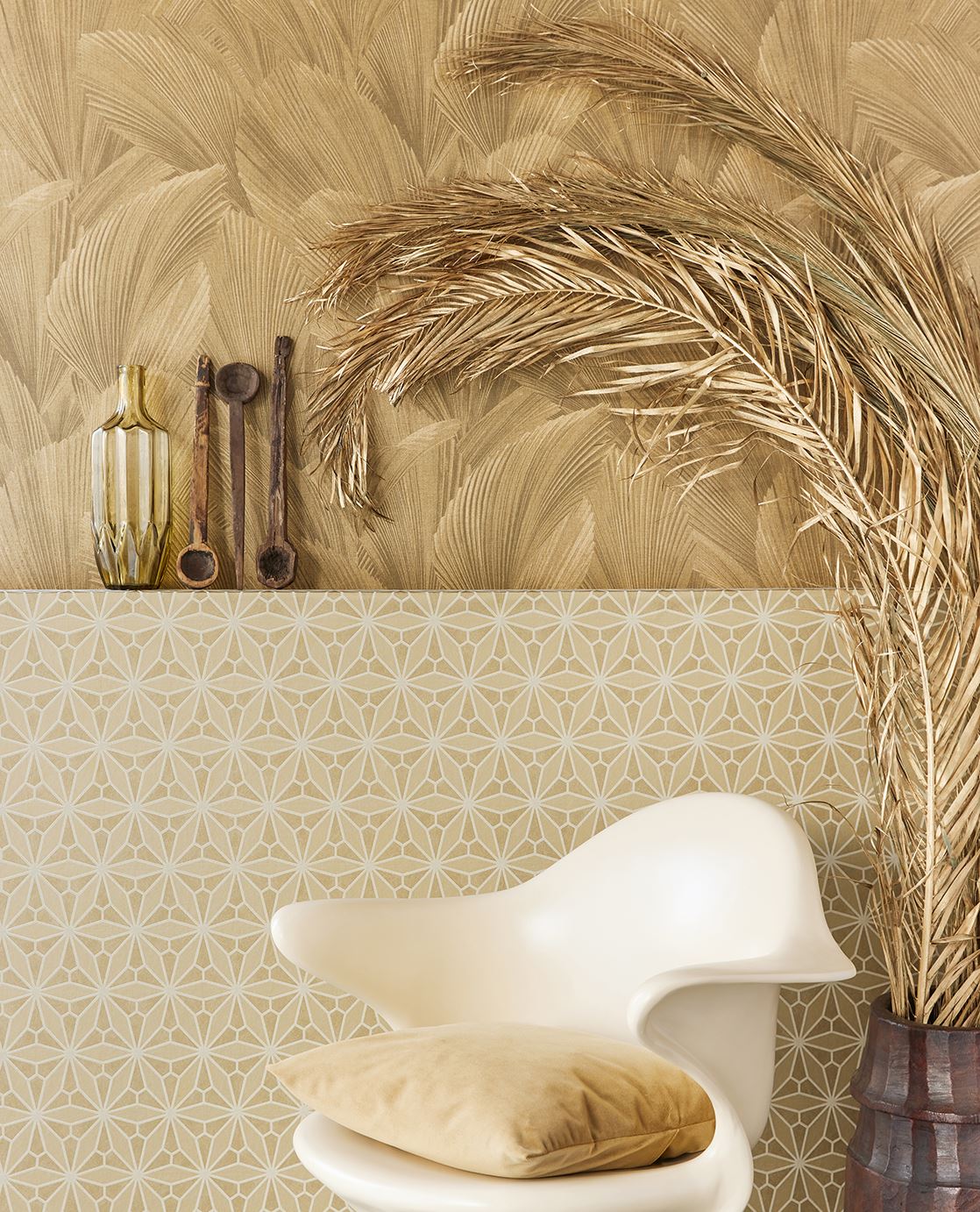 Eijffinger GILDED behang 340124 Geel, Goud, Oranje, Zwart / Grijs, Naturel, Wit - afbeelding 3