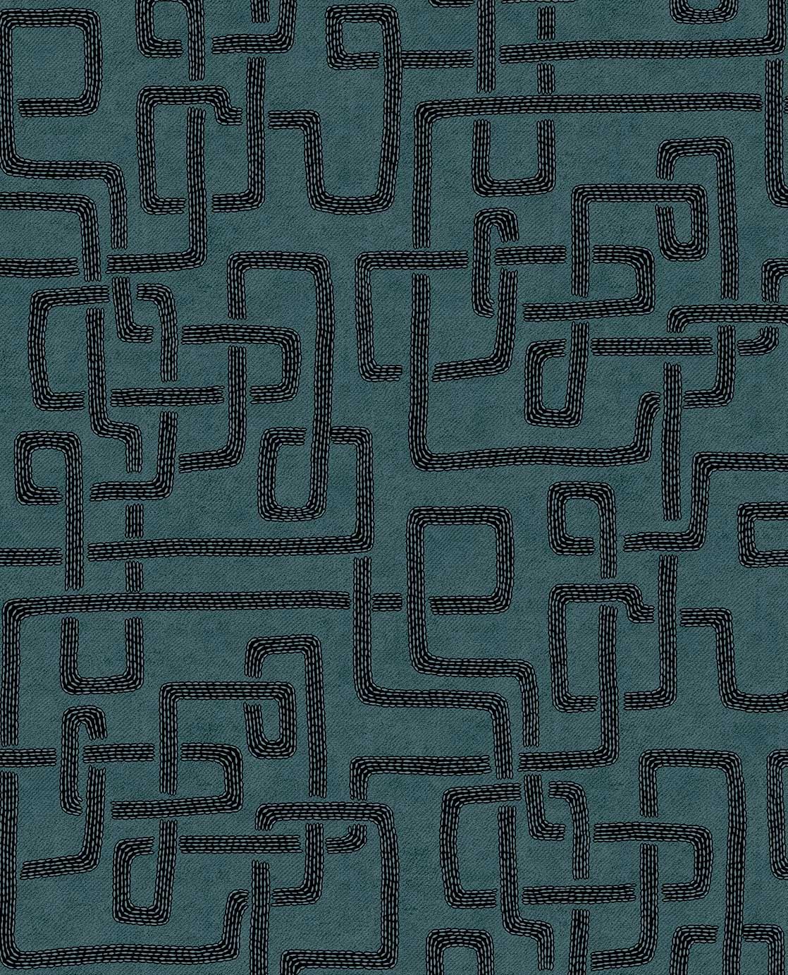Eijffinger SOLANGE behang 340232 Blauw, Groen, Zwart / Grijs - afbeelding 3