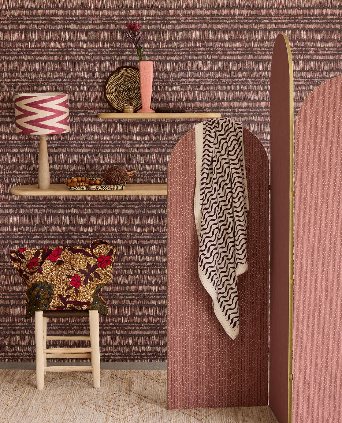 Eijffinger SOLANGE behang 340263 Rood, Zwart / Grijs, Goud, Naturel, Wit - afbeelding 3