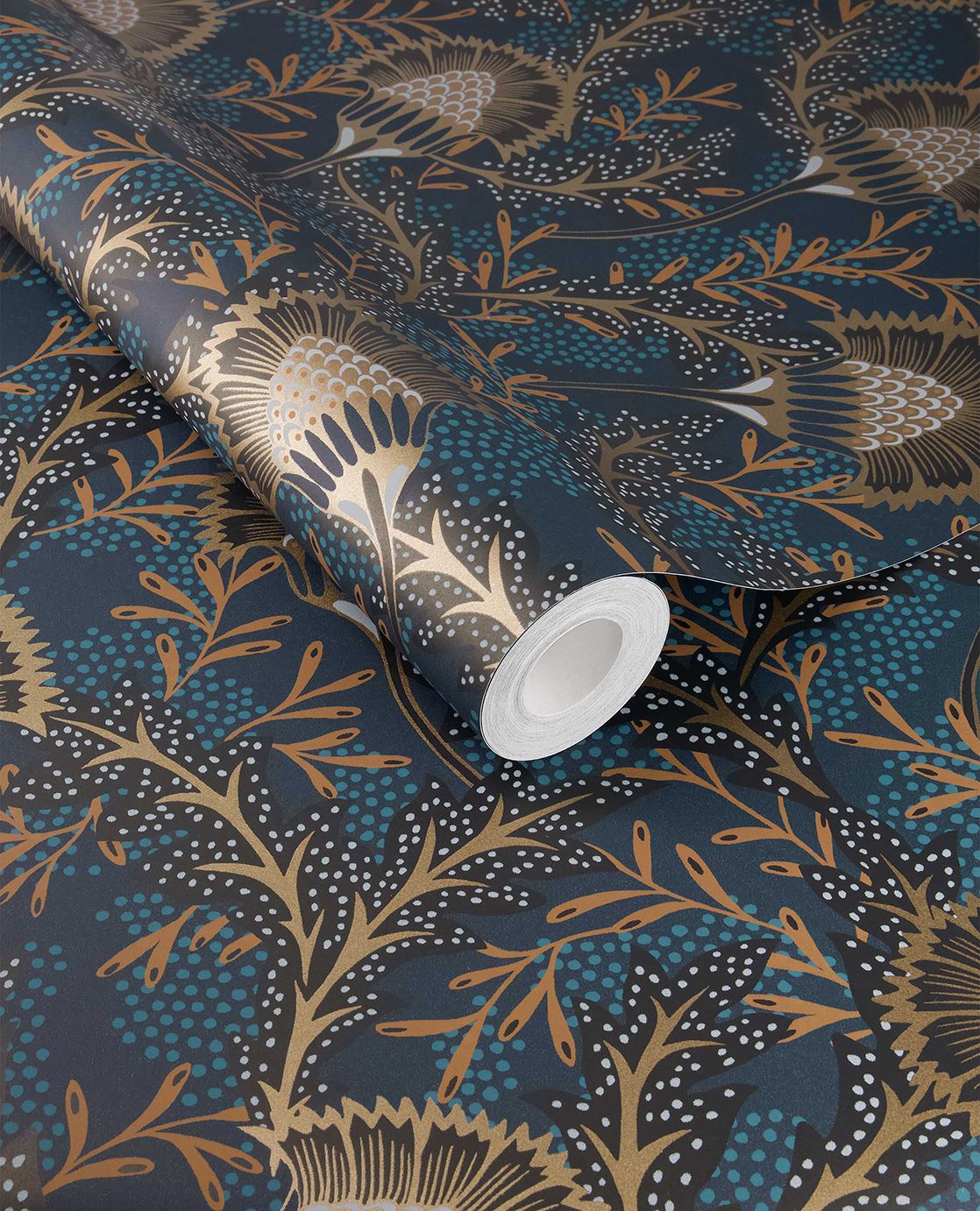 Eijffinger SOLANGE behang 340215 Blauw, Zwart / Grijs, Naturel, Goud, Oranje - afbeelding 3