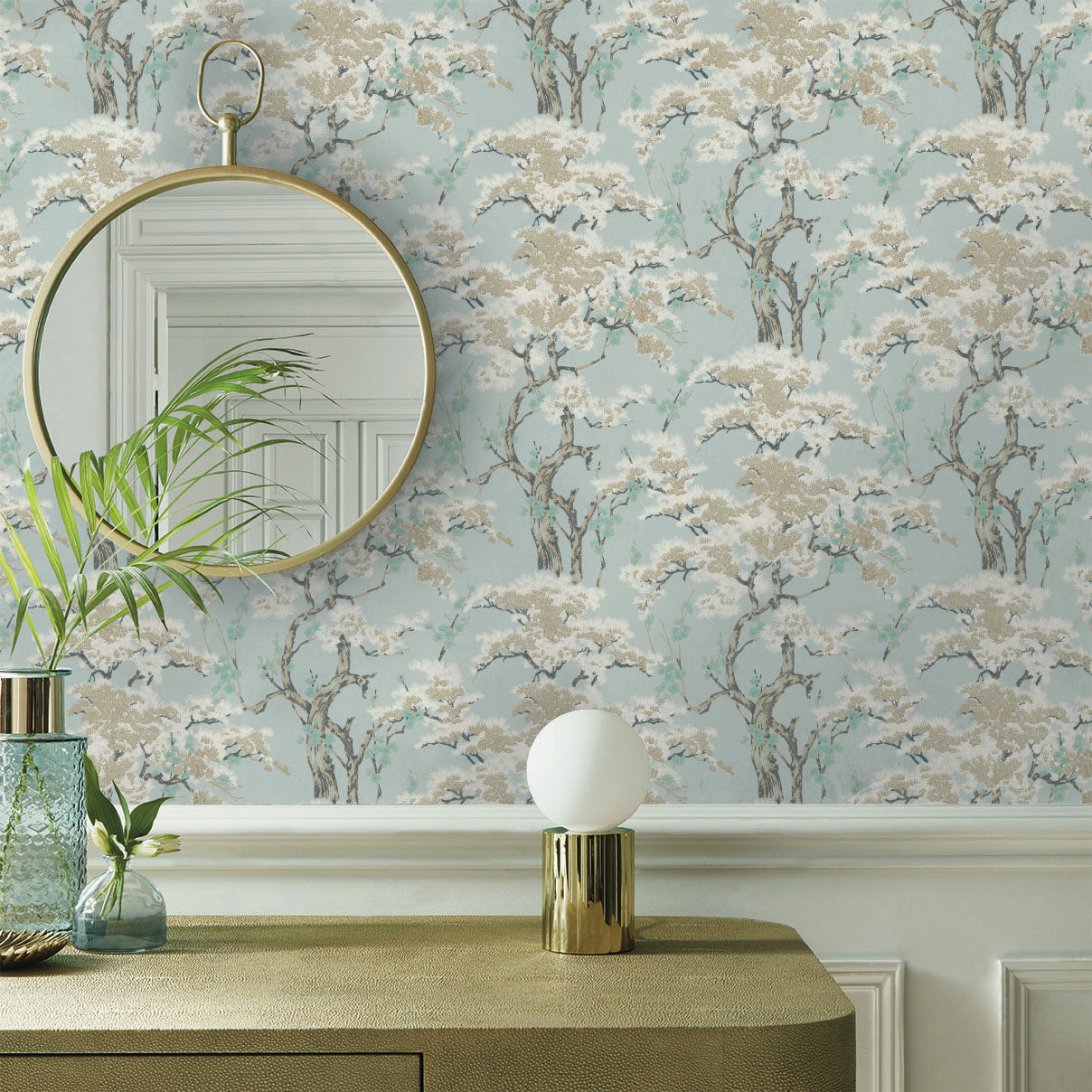 1838 Wallcoverings Harewood Behang 1602-100-02 - Seafoam Green