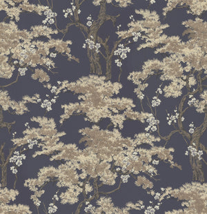 1838 Wallcoverings Harewood Behang 1602-100-05 - Navy Blue