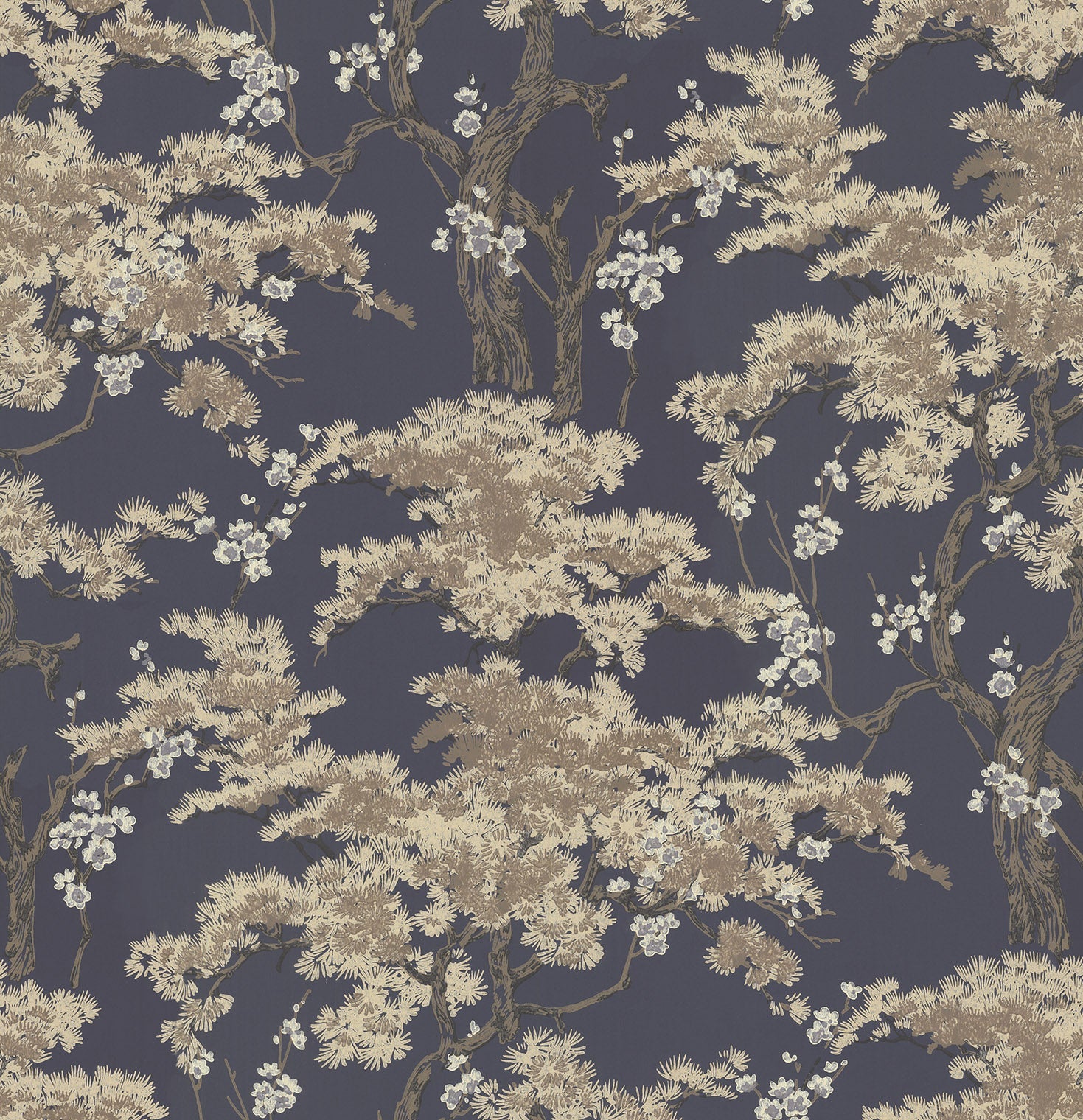 1838 Wallcoverings Harewood Behang 1602-100-05 - Navy Blue