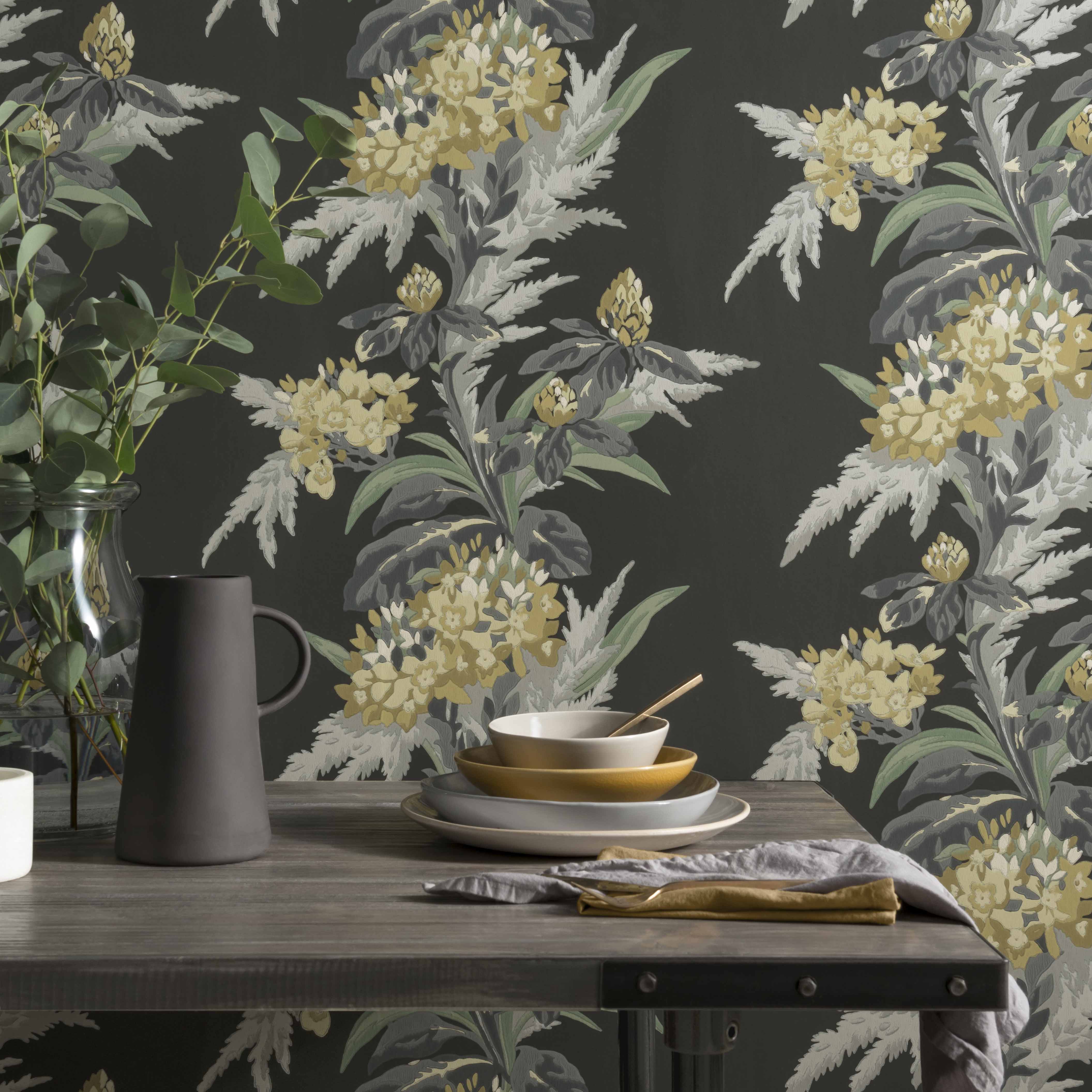 1838 Wallcoverings Aurora Behang 1804-116-01 - Jet Black