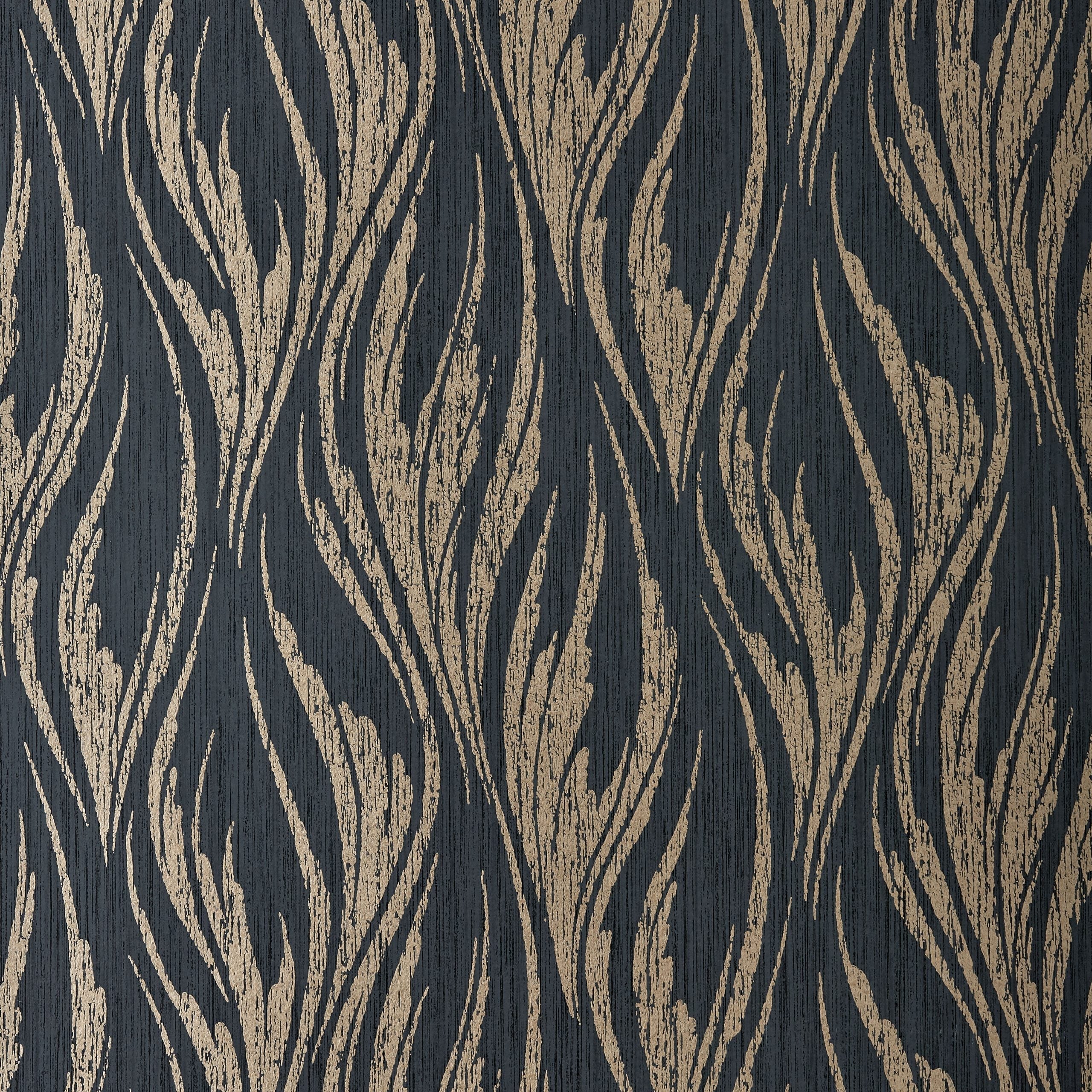 1838 Wallcoverings Ripple Bracken Behang 2008-146-01 - Gold and Black