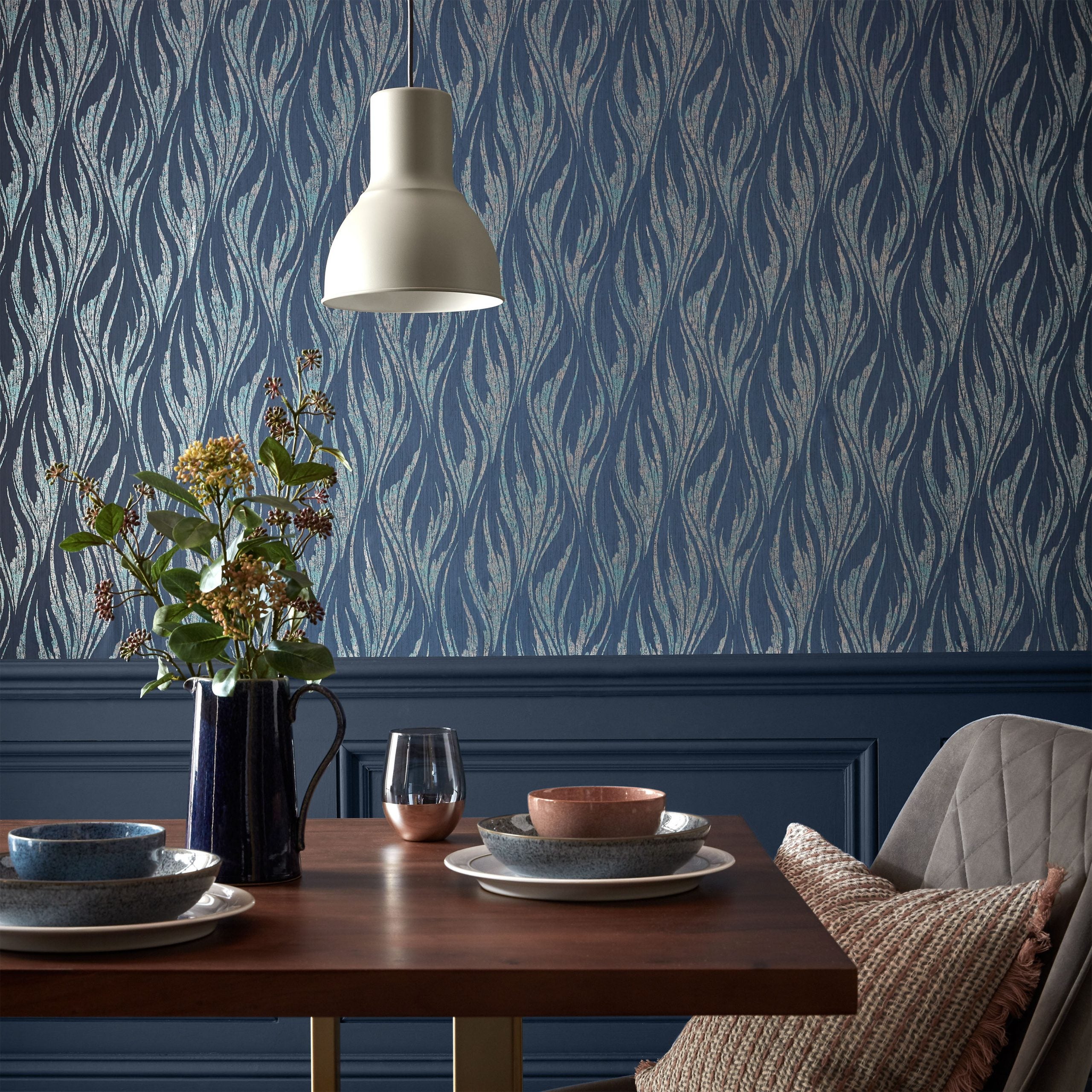 1838 Wallcoverings Ripple Behang 2008-146-03 - Blue Dusk