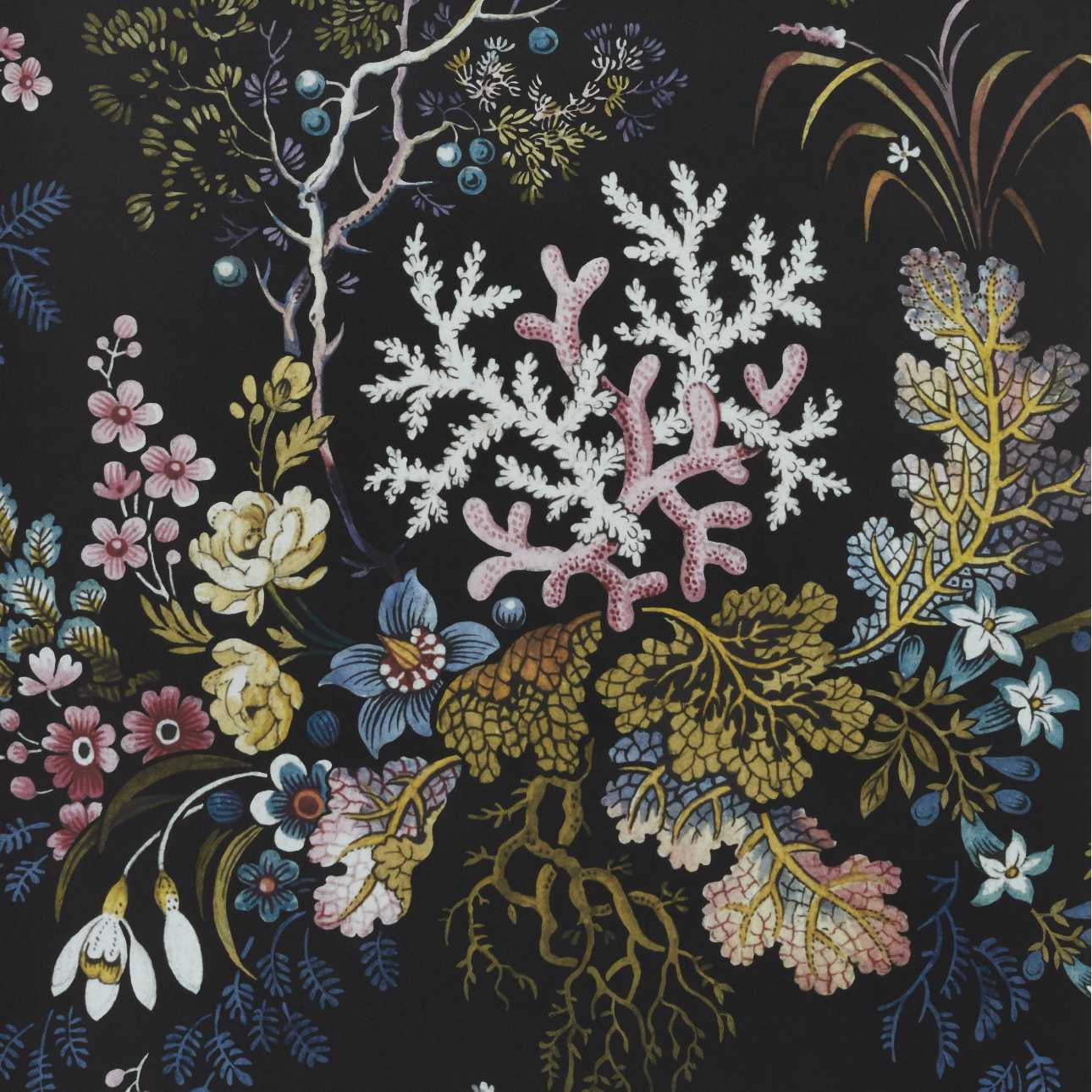 1838 Wallcoverings Kilburn's Coral Behang 2311-166-04 - Midnight Black