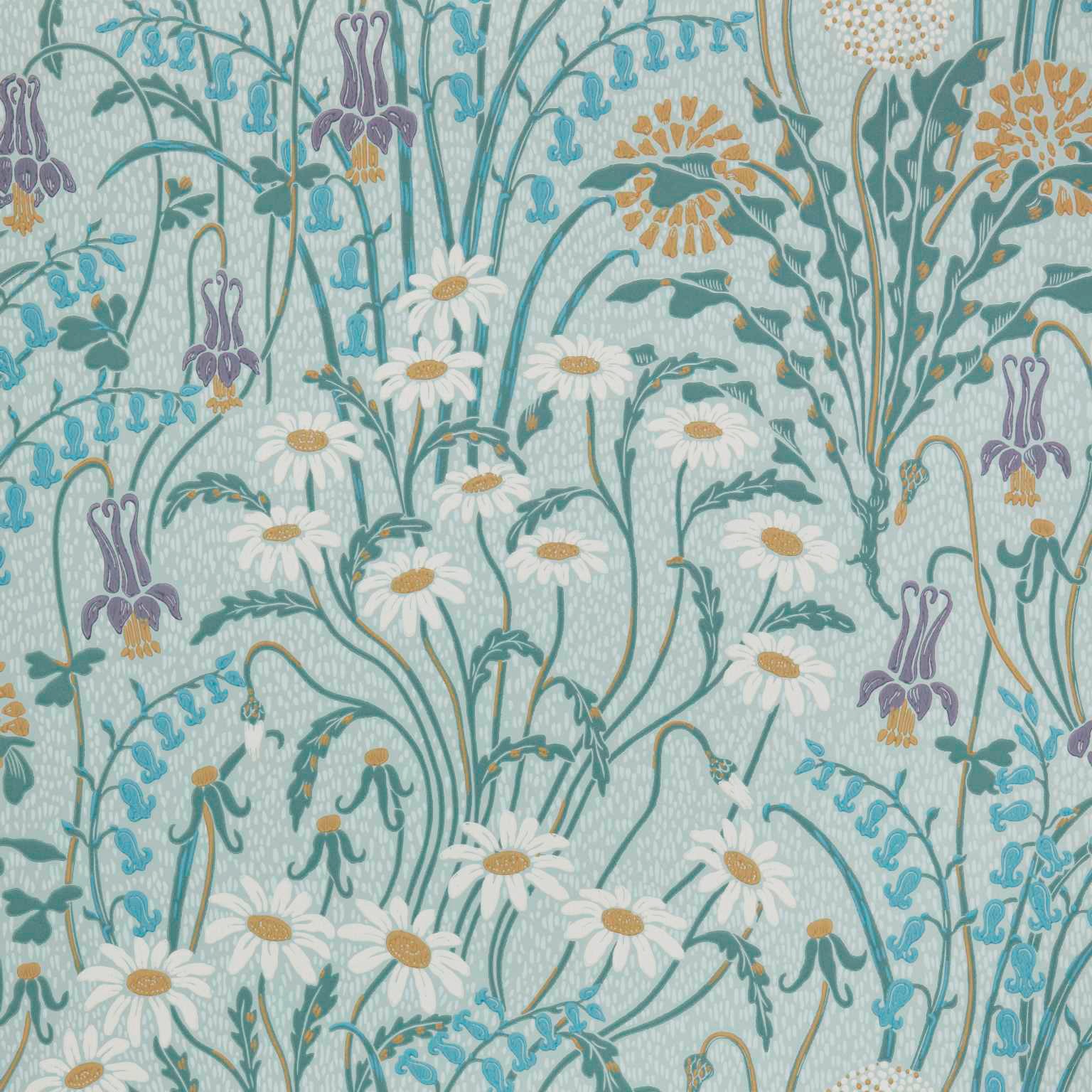 1838 Wallcoverings Flower Meadow Behang 2412-178-03 - Celeste Turquoise