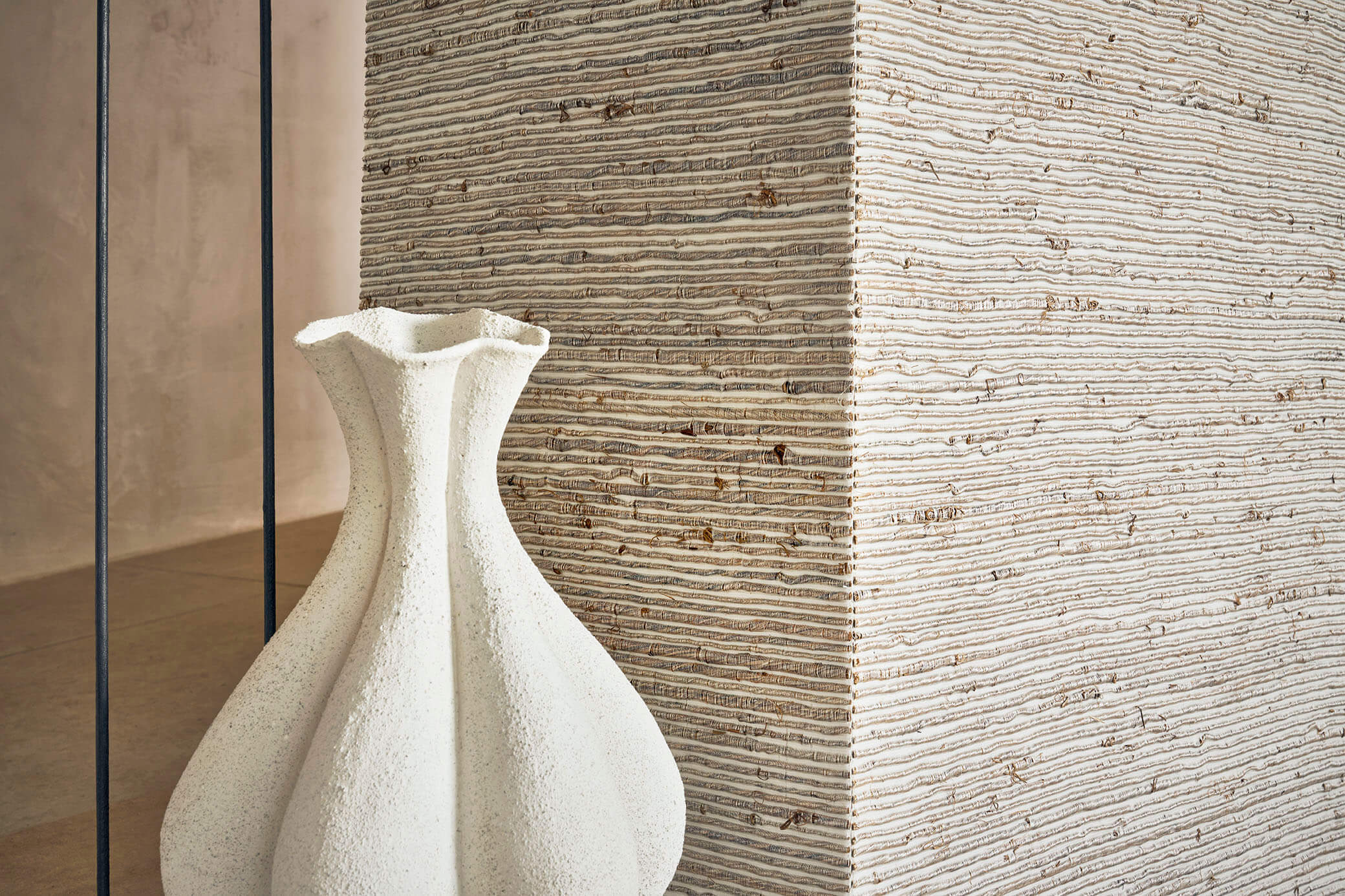 CMO Paris Abaca Métal Behang WAB 13 - Ivoire