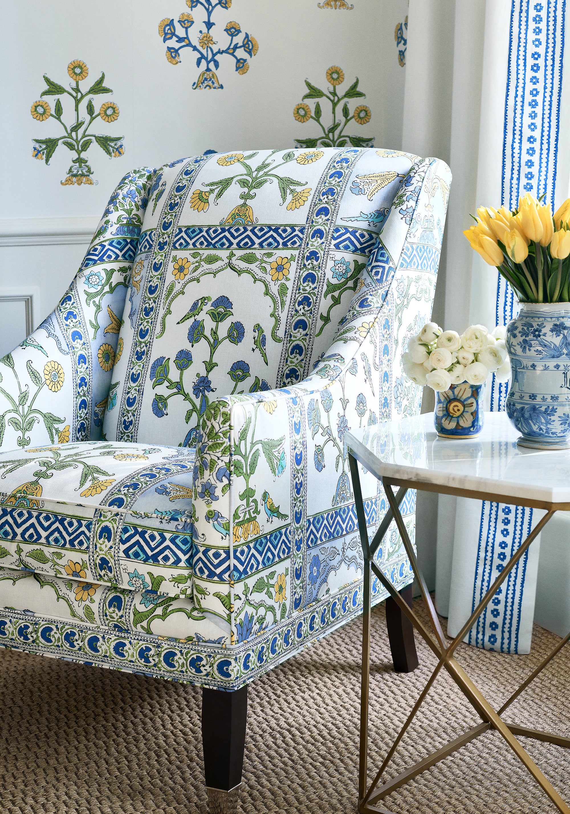 Thibaut Ceylon Indian Flower Behang T10664 - sfeerbeeld