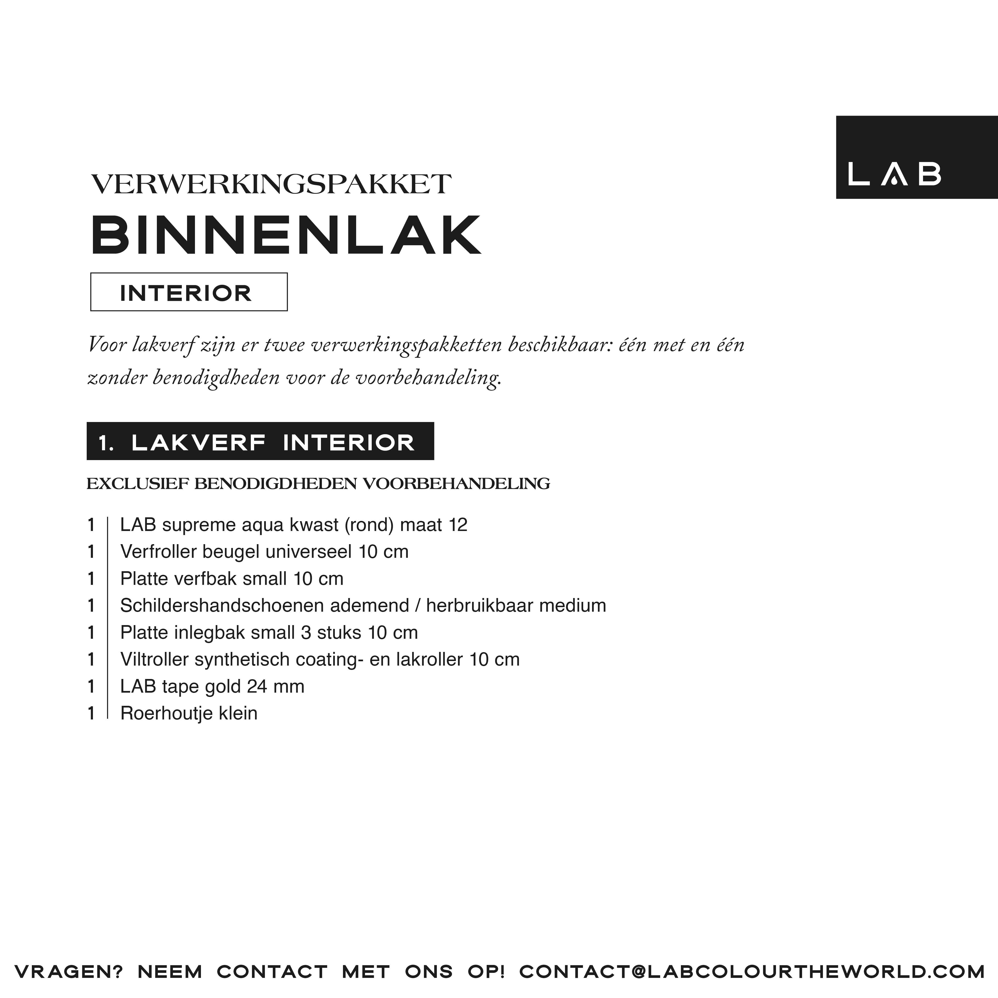 Lacquer paint (indoor) processing package