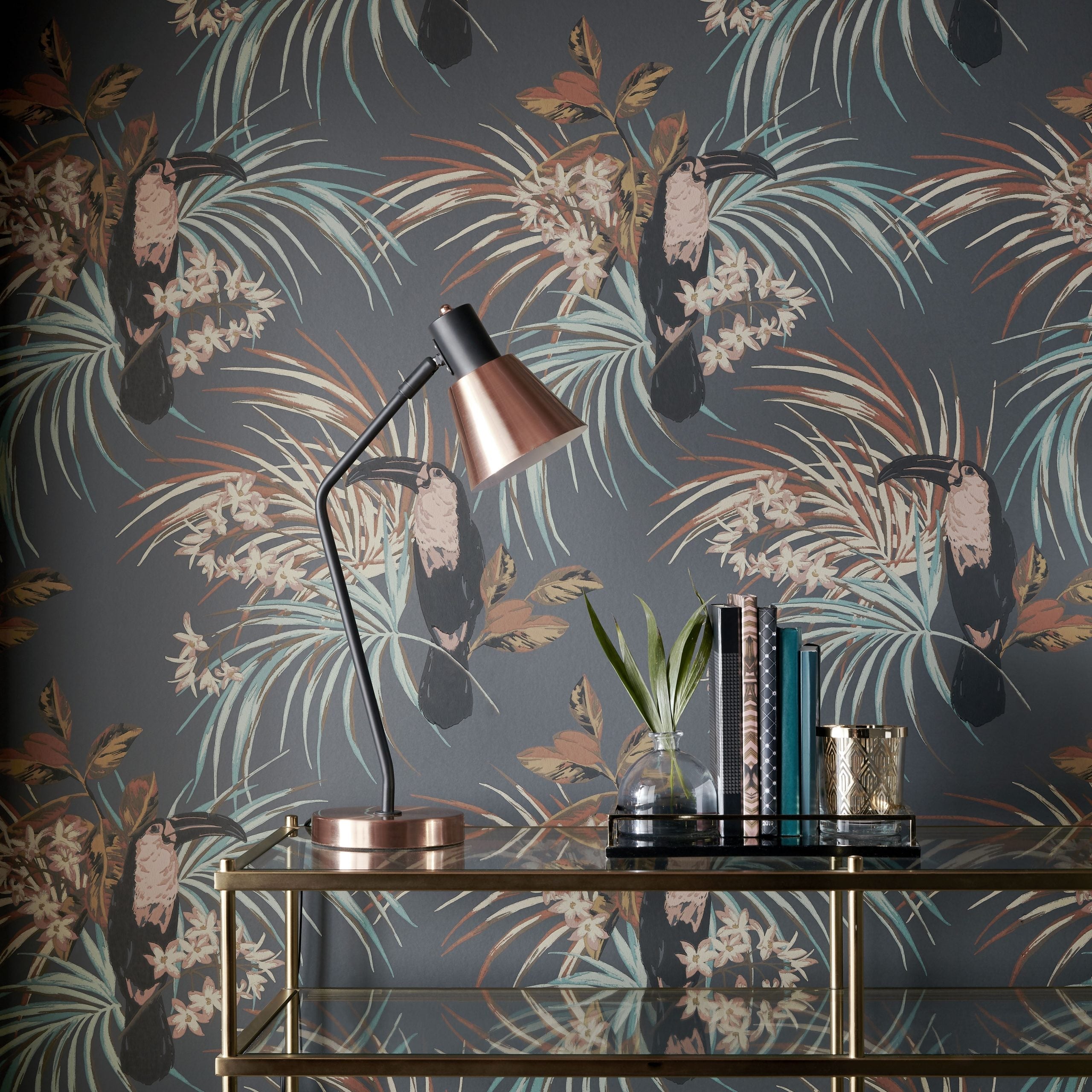 1838 Wallcoverings Le Toucan Behang 1907-135-05 - Charcoal Black