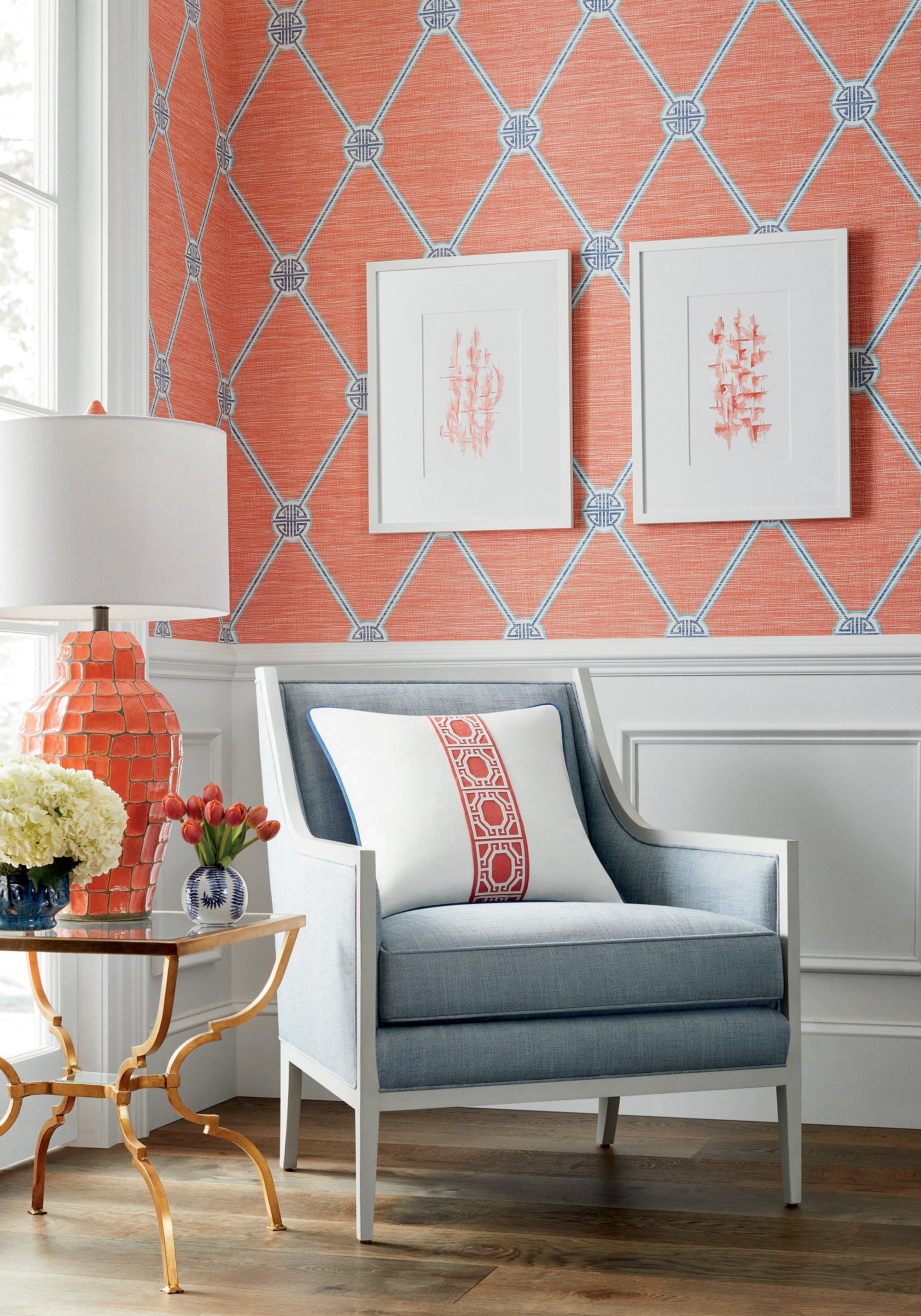 Thibaut Pavilion Turnberry Trellis Behang T13353 - sfeerbeeld