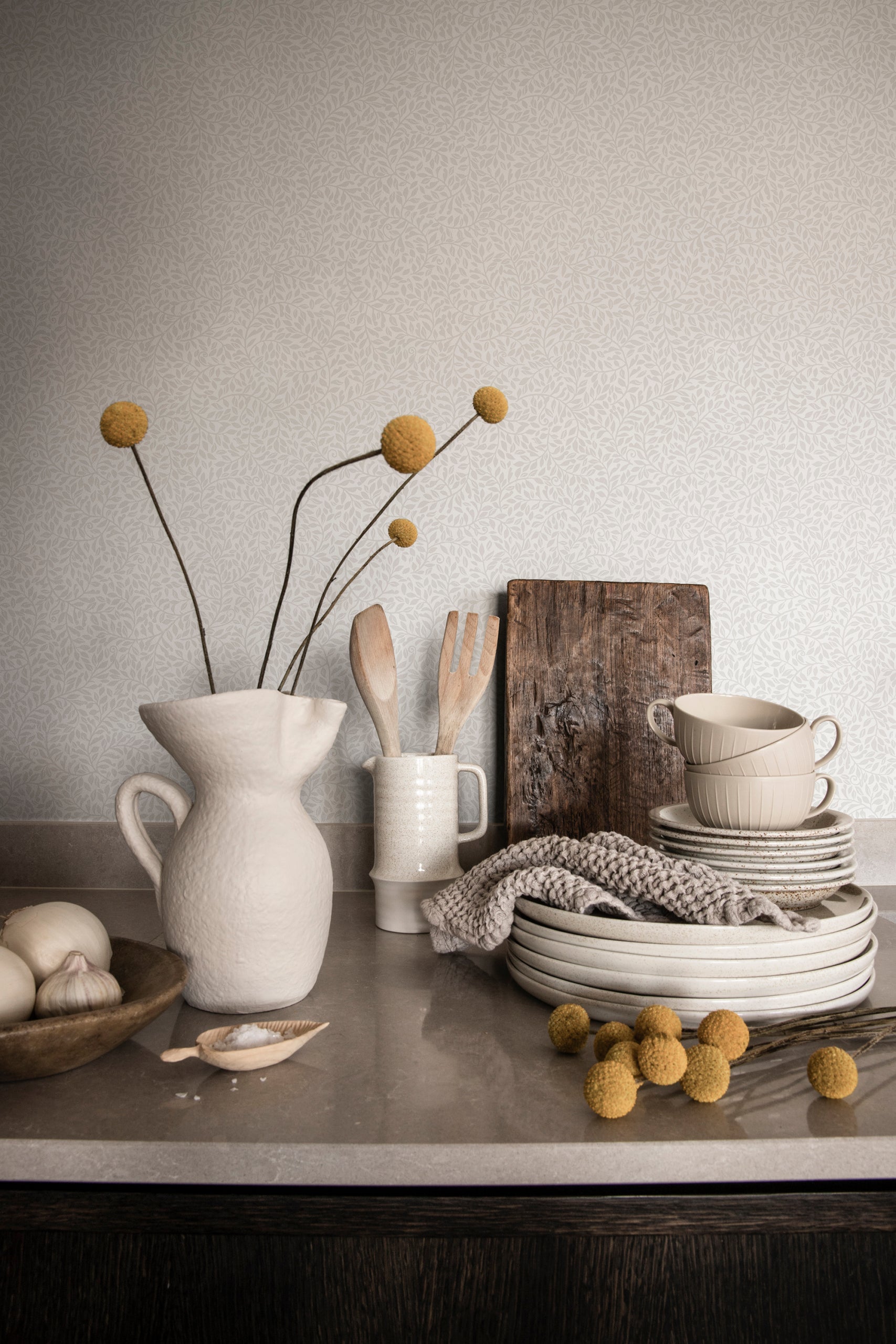 Sandberg Bladverk Behang S10307 - Gray