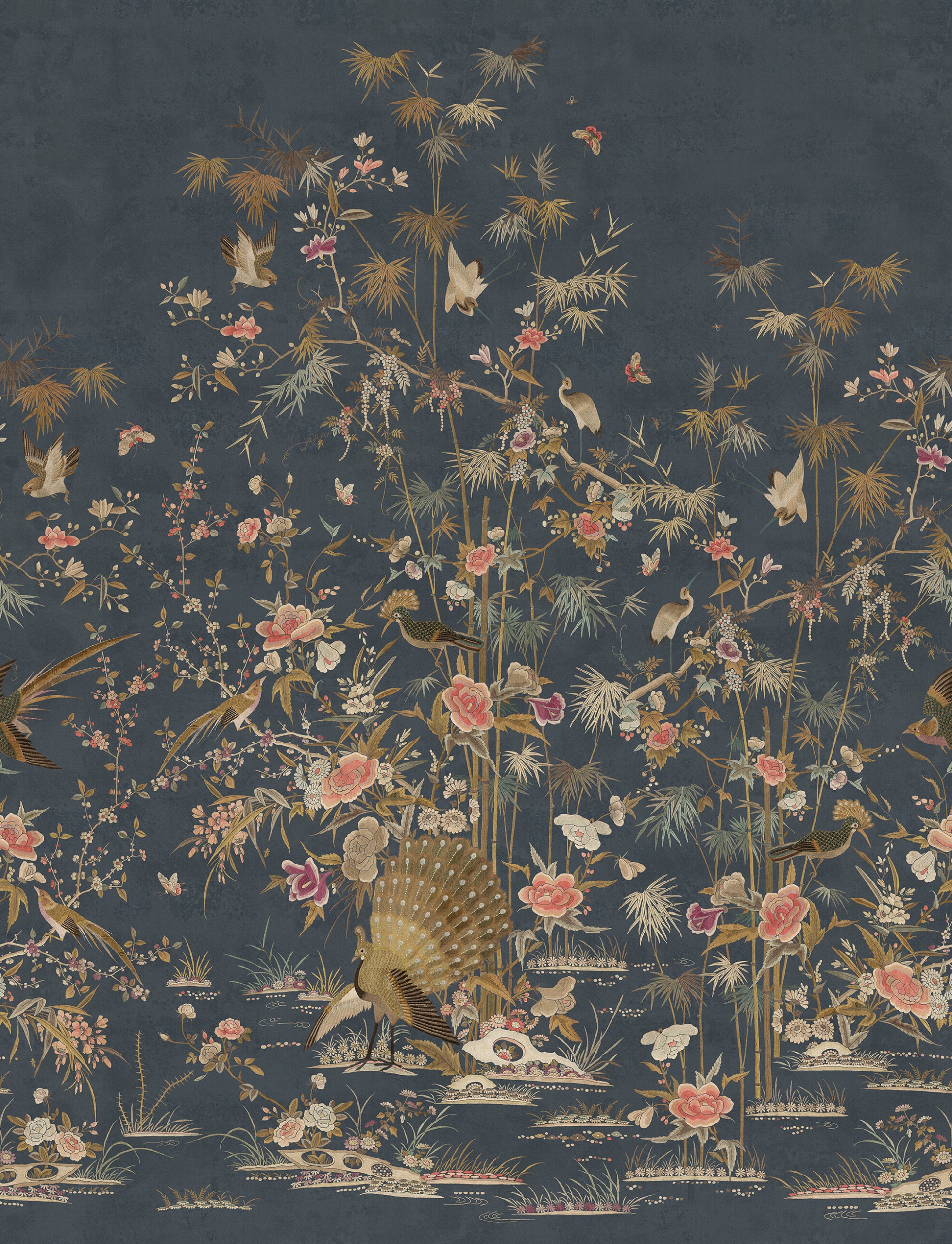 Sandberg Chinoiserie Garden Behang S10416 - Dark Blue