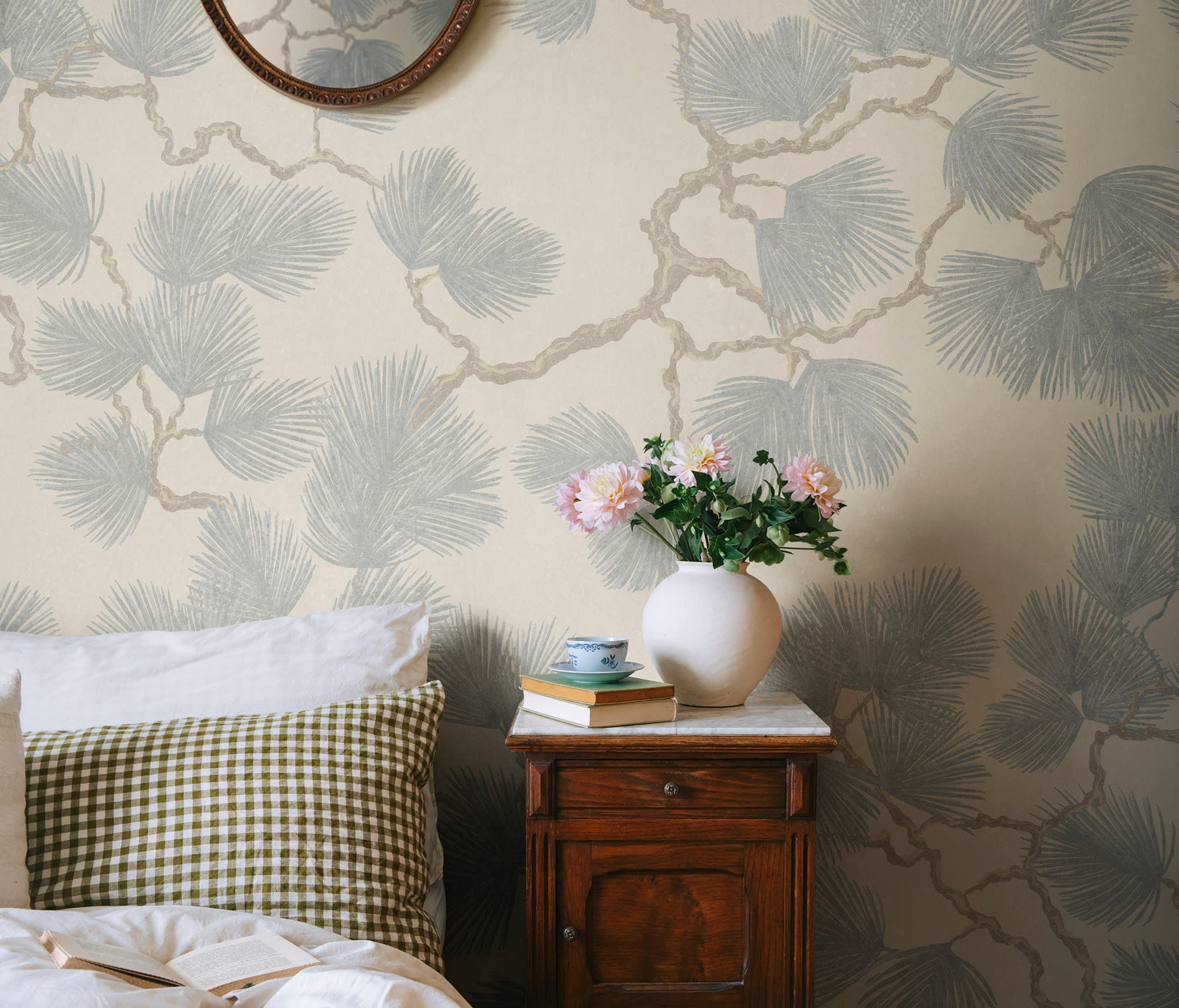 Sandberg Pine Mural Behang S10489 - Misty Blue