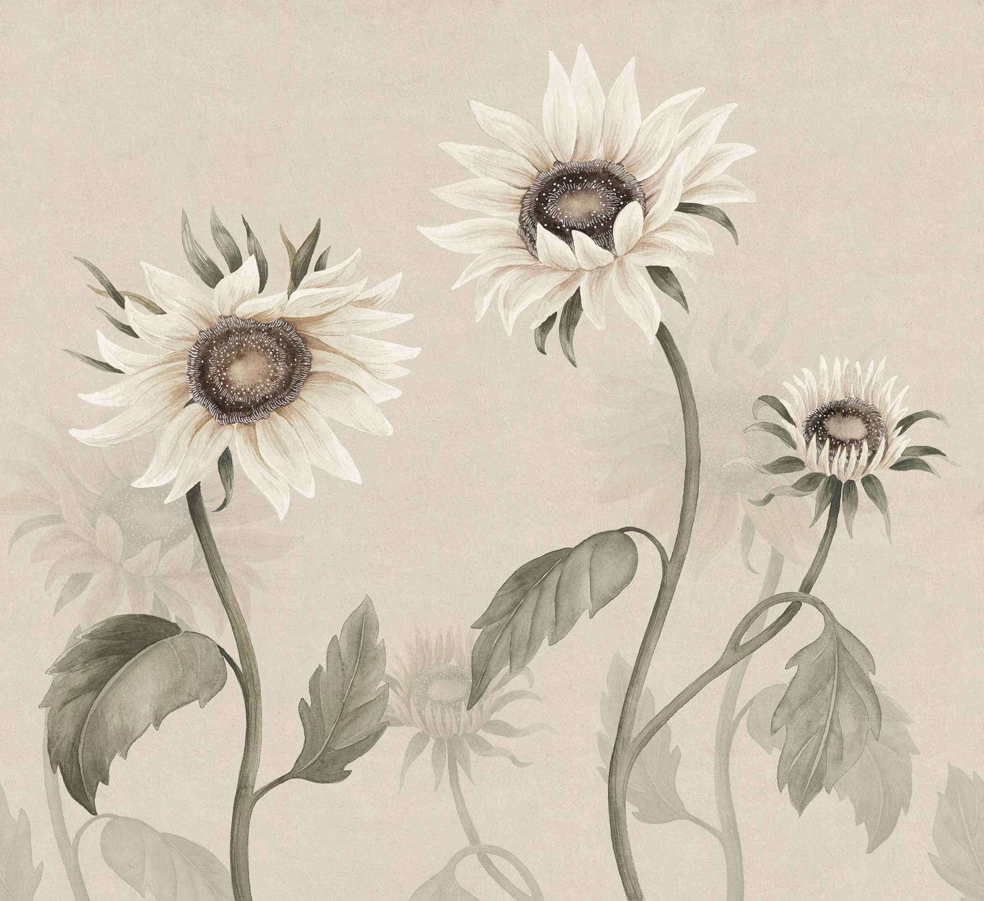 Sandberg Sunflowers Behang S10529 - White