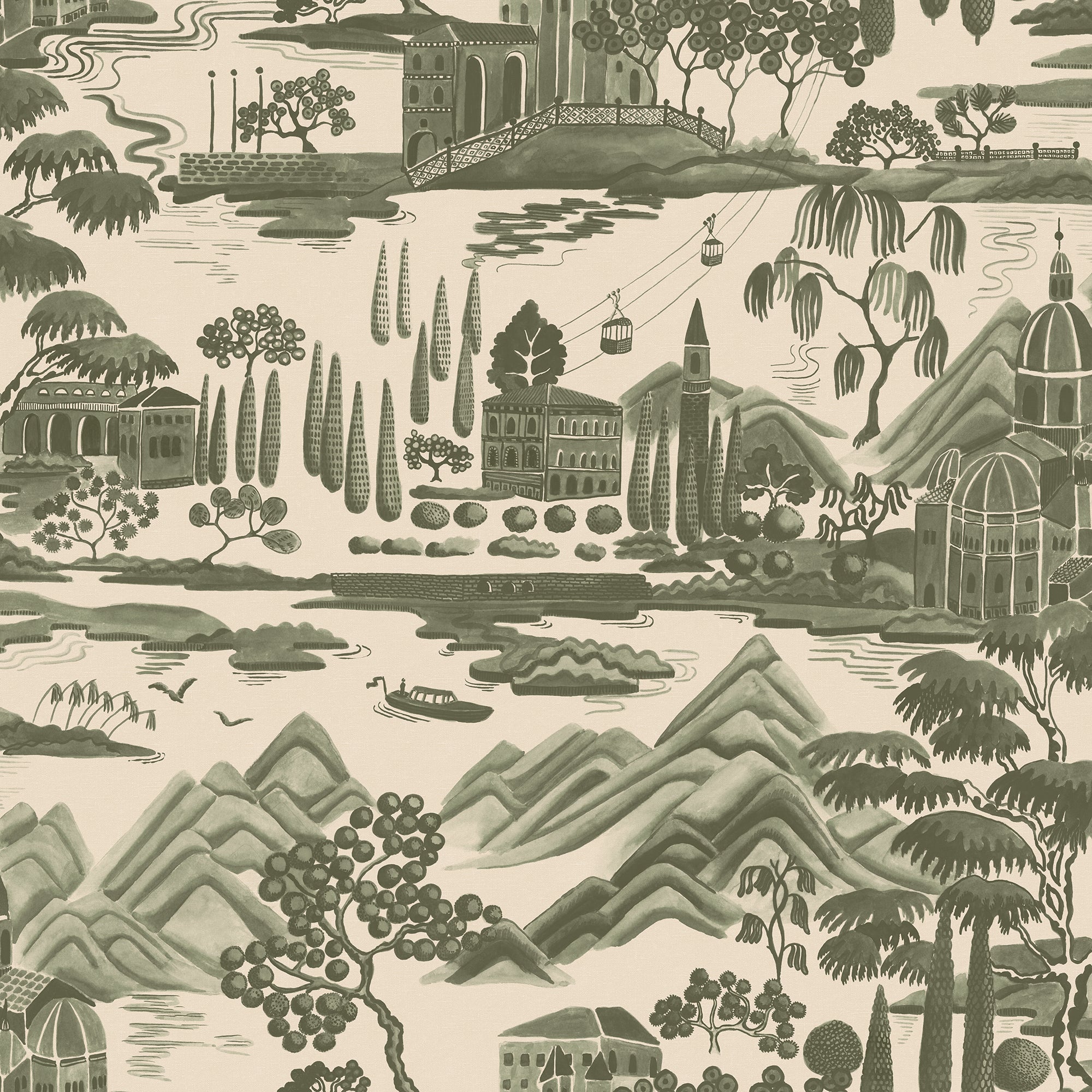 Sandberg Lake Como Behang S10689 - Forest Green