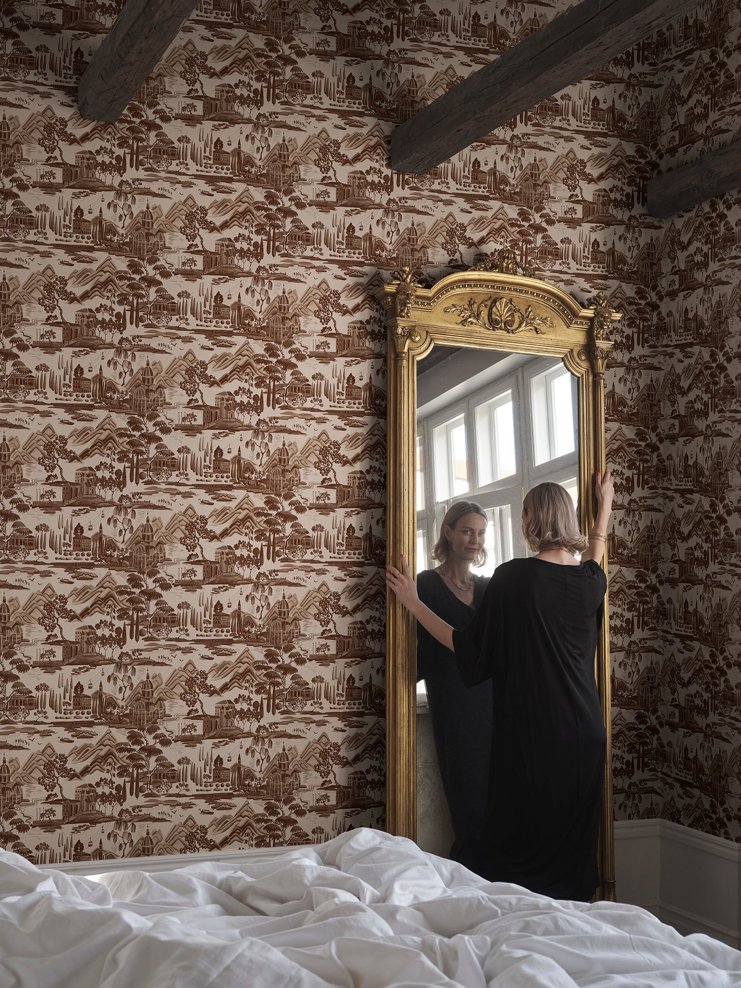 Sandberg Lake Como Behang S10690 - Brown