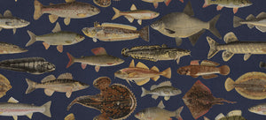 Sandberg Scandinavian Fish Behang S10729 - Dark Blue
