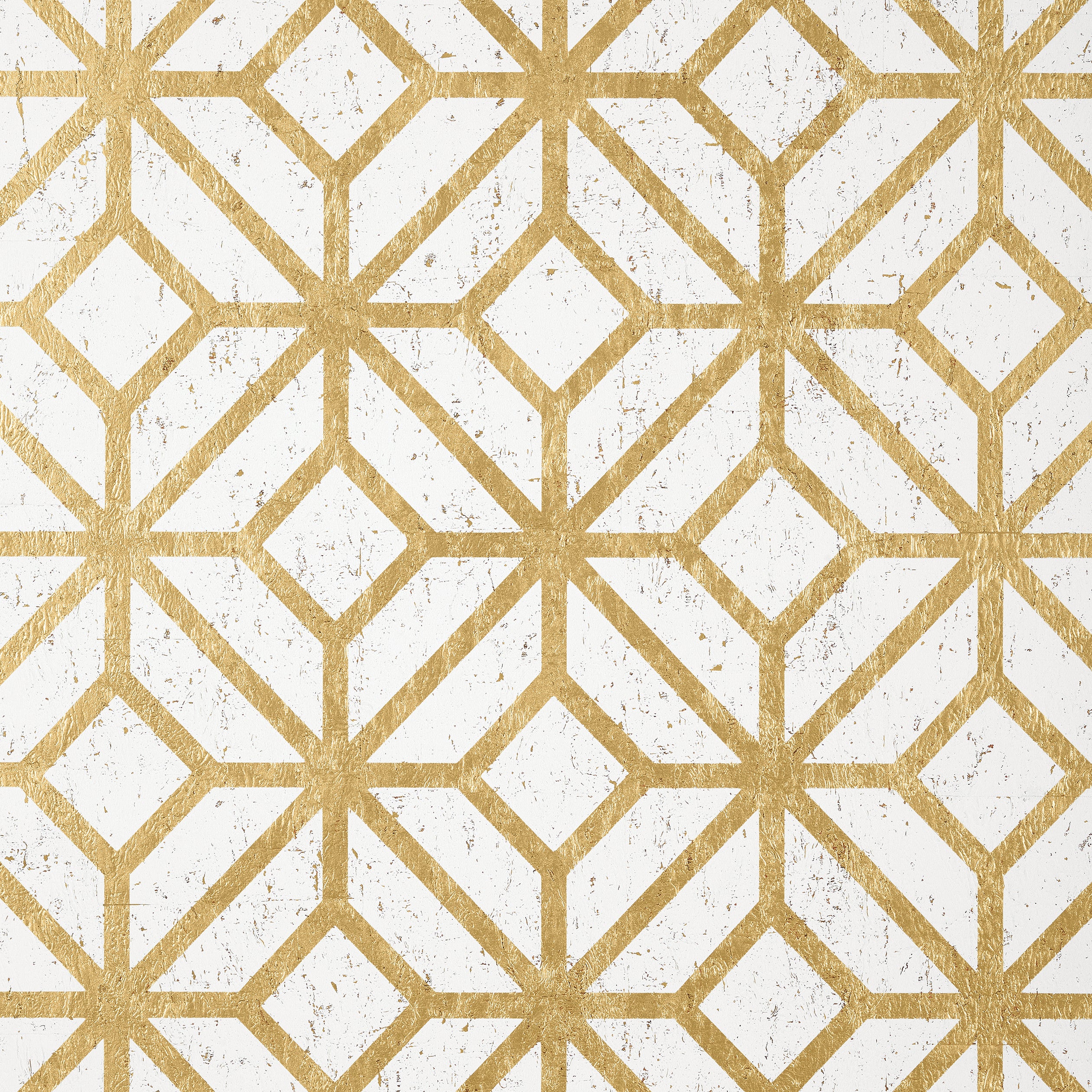Thibaut Mamora Trellis Cork Behang T10411 - White on Metallic Gold