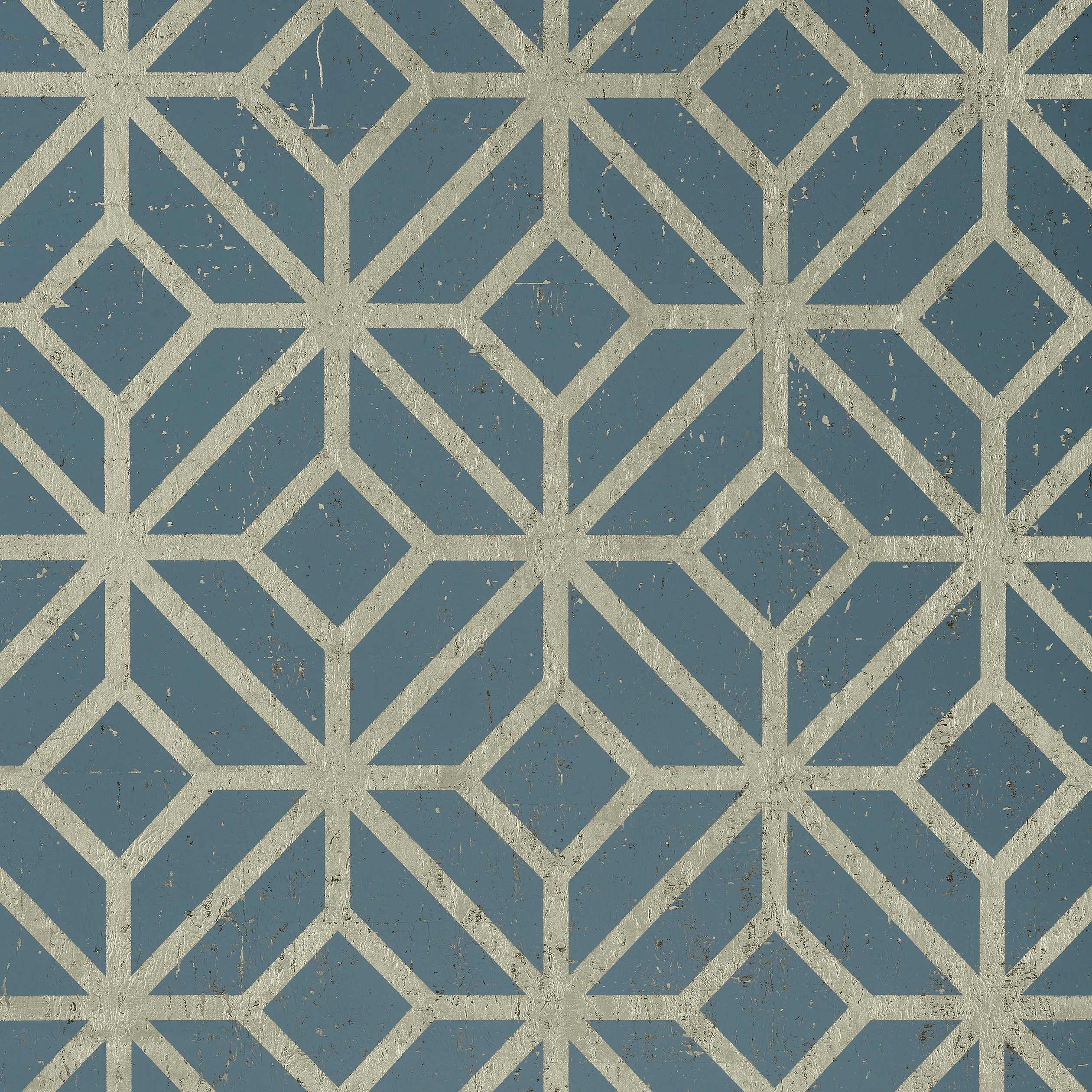 Thibaut Mamora Trellis Cork Behang T10415 - Mineral on Metallic Pewter