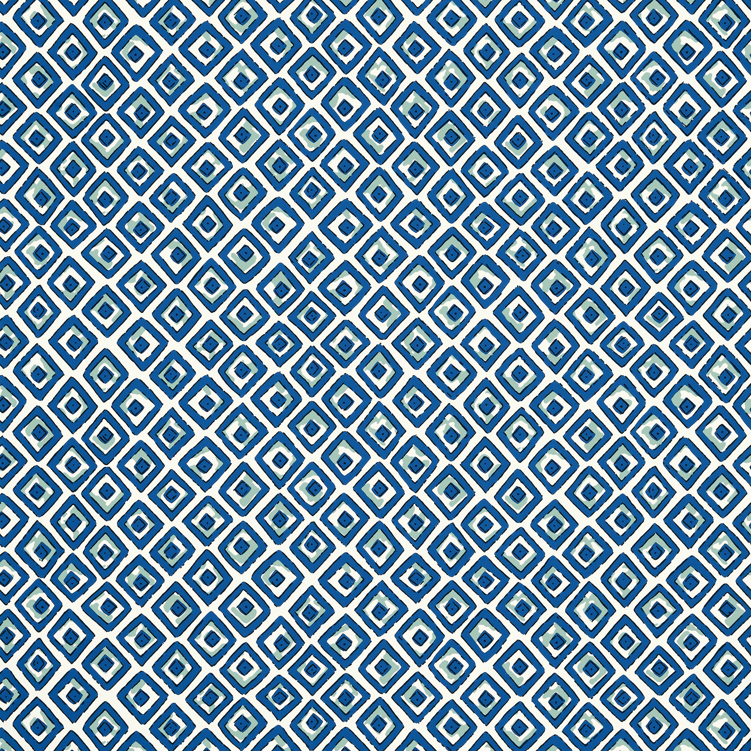 Thibaut Indian Diamond Behang T10658 - Blue and Turquoise