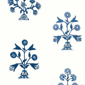 Thibaut Indian Flower Behang T10665 - Blue