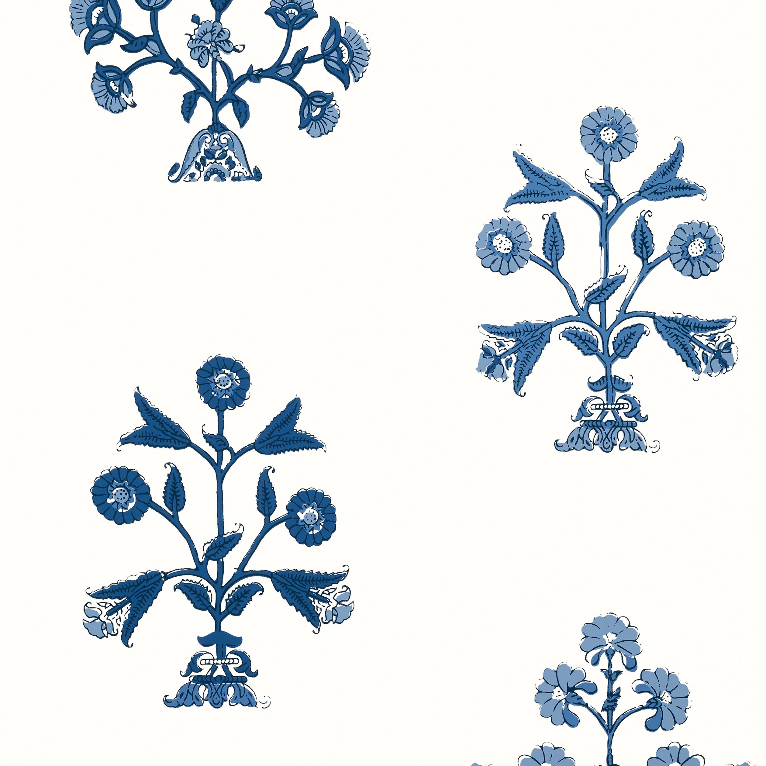 Thibaut Indian Flower Behang T10665 - Blue