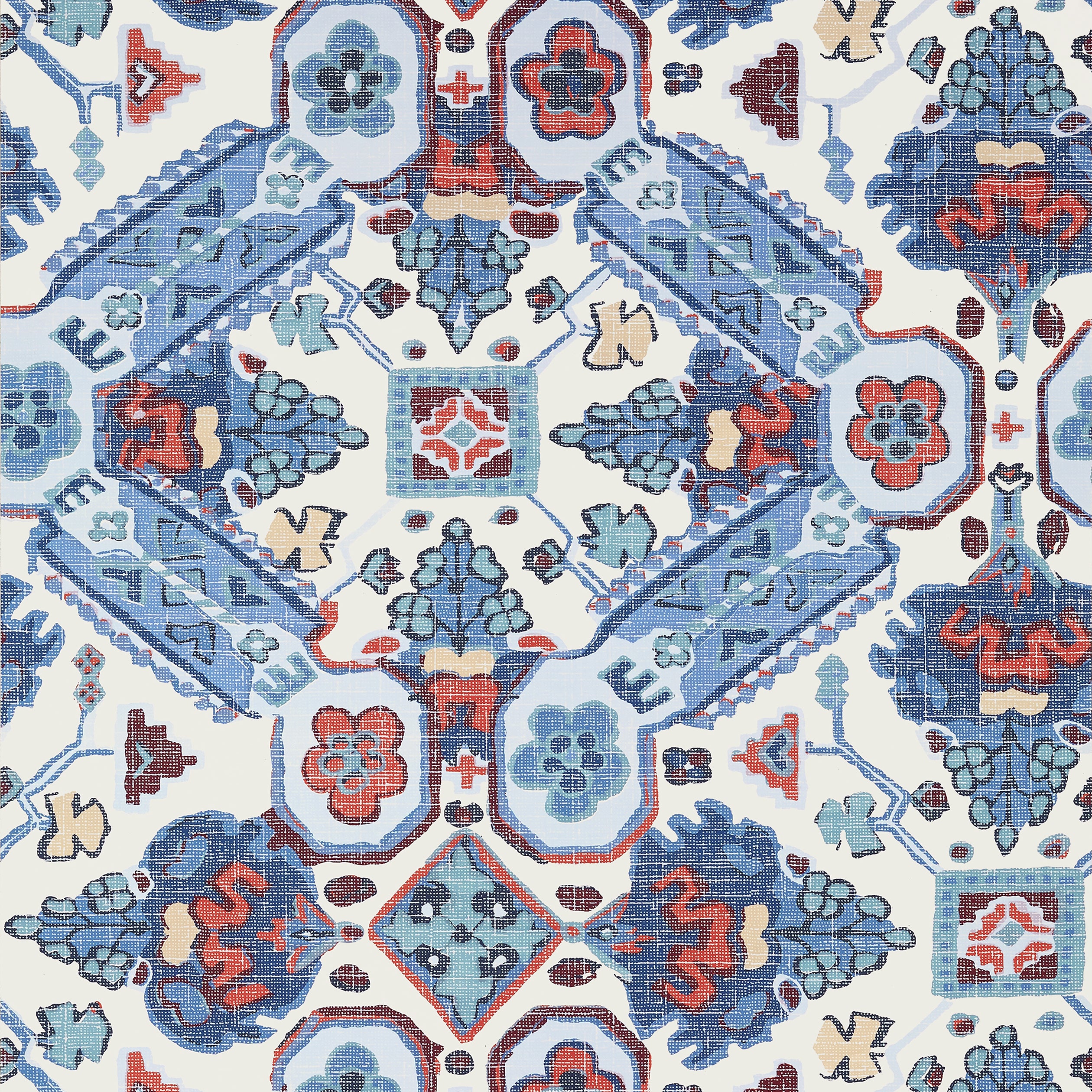 Thibaut Persian Carpet Behang T10824 - Blue and White