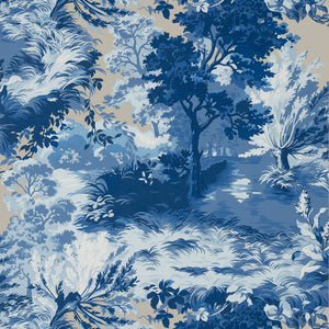 Thibaut Lincoln Toile Behang T10864 - Blue and Flax