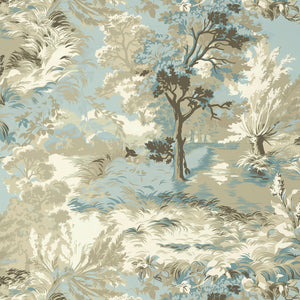 Thibaut Lincoln Toile Behang T10865 - Beige and Spa Blue