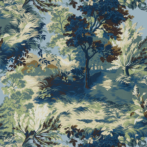 Thibaut Lincoln Toile Behang T10867 - Navy and Teal