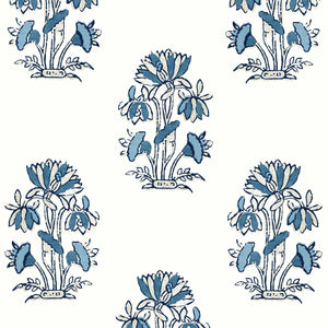 Thibaut Lily Flower Behang T13204 - Blue and White