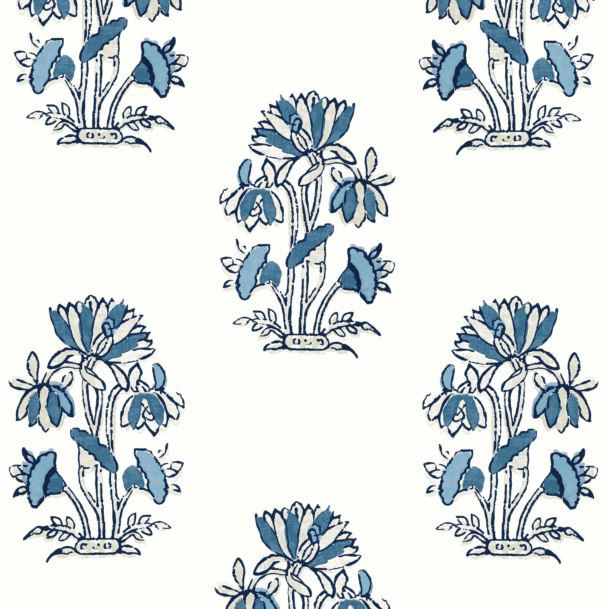Thibaut Lily Flower Behang T13204 - Blue and White