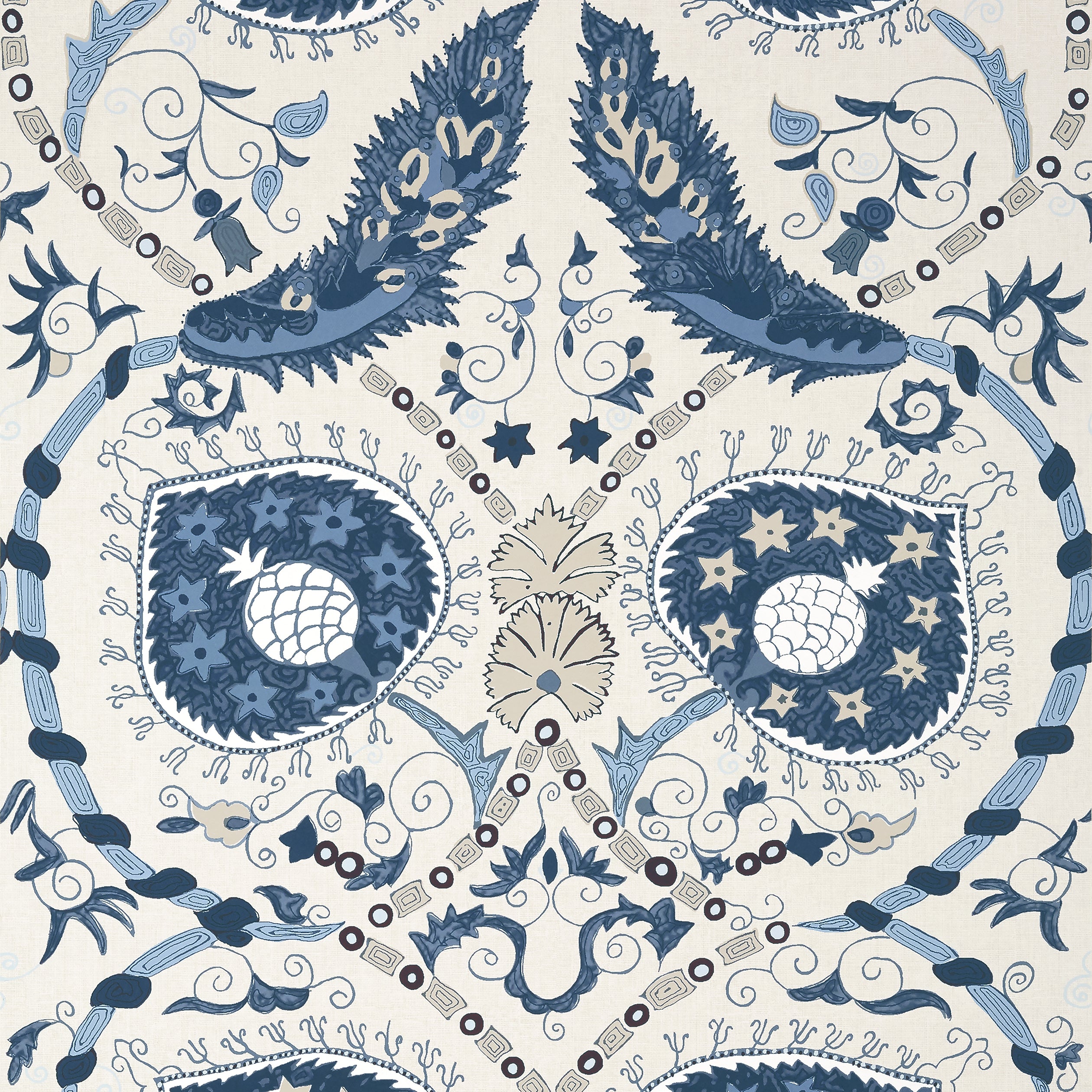 Thibaut Lewis Behang T13218 - Blue and Beige