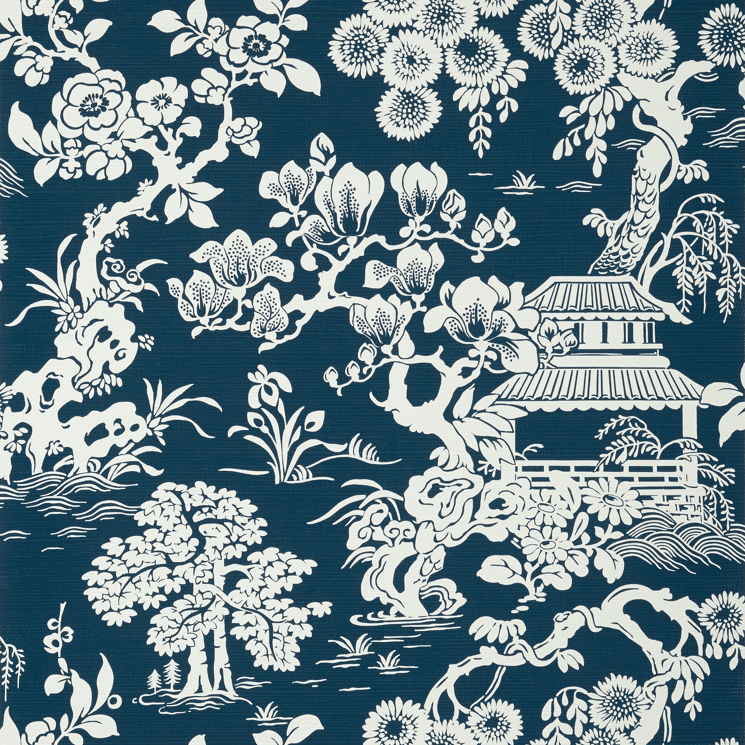 Thibaut Japanese Garden Behang T13307 - Navy