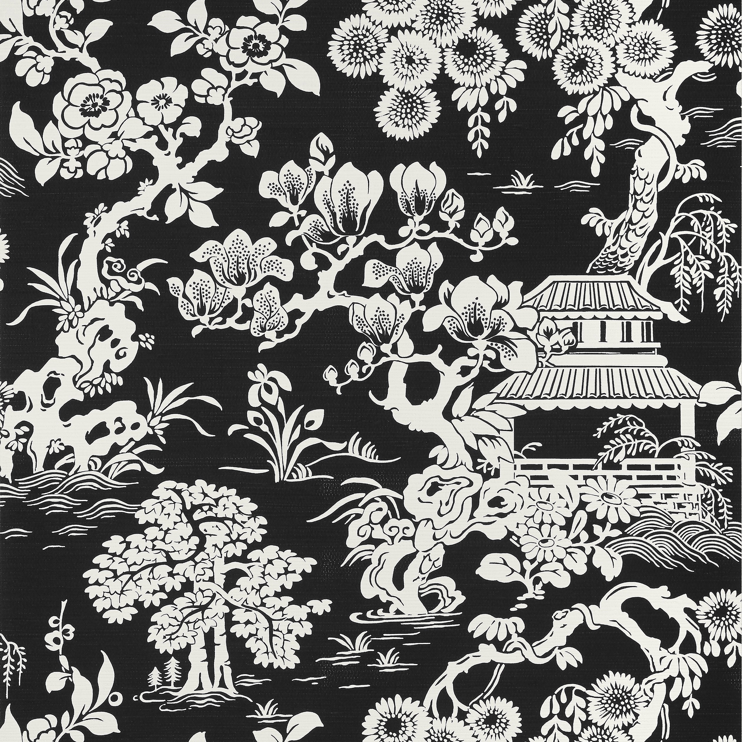 Thibaut Japanese Garden Behang T13308 - Black
