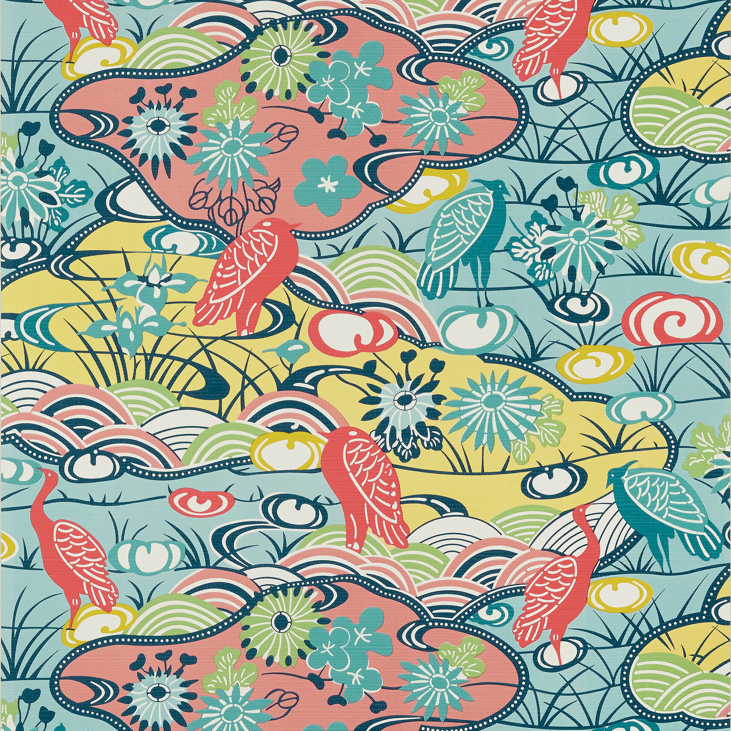 Thibaut Heron Stream Behang T13331 - Coral and Aqua