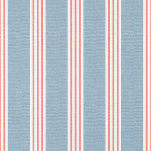 Thibaut Canvas Stripe Behang T13362 - Blue and Coral