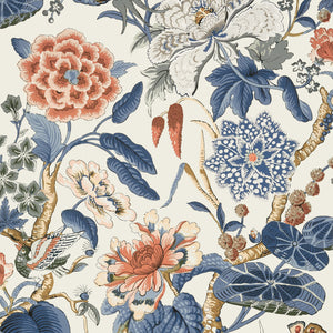 Thibaut Hill Garden Behang T13655 - Brick and Navy