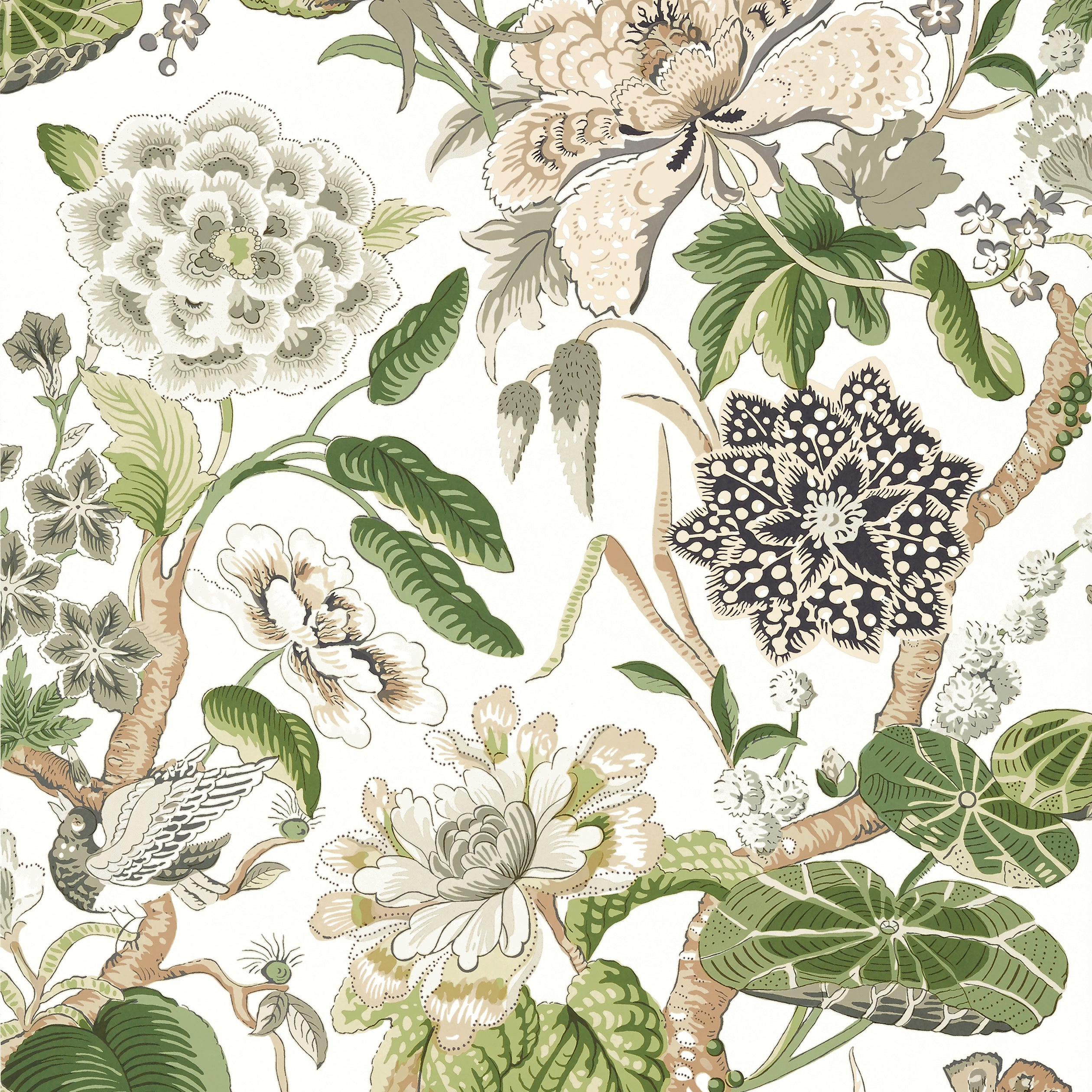 Thibaut Hill Garden Behang T13656 - White and Green