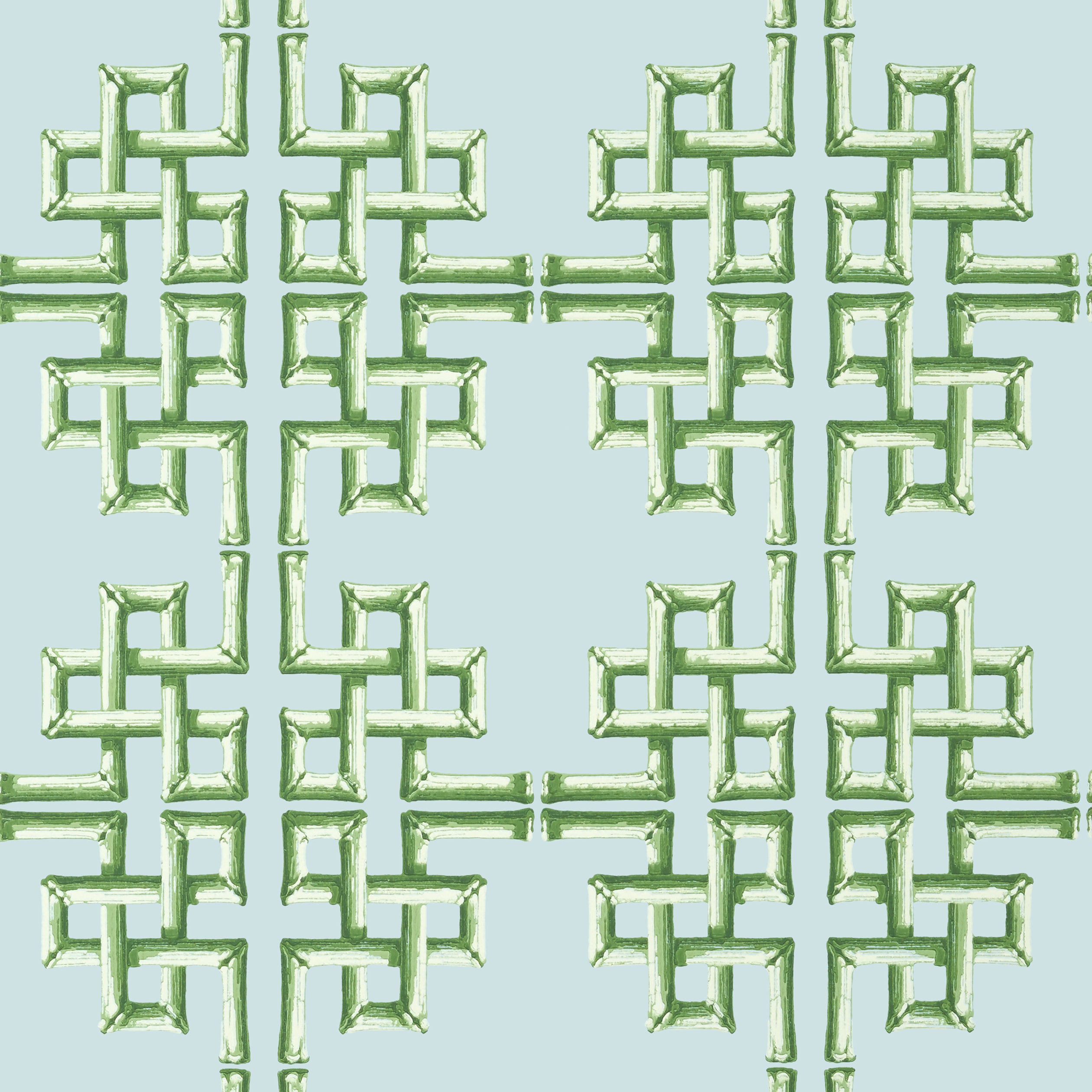 Thibaut Boca Bamboo Behang T13903 - Green and Blue