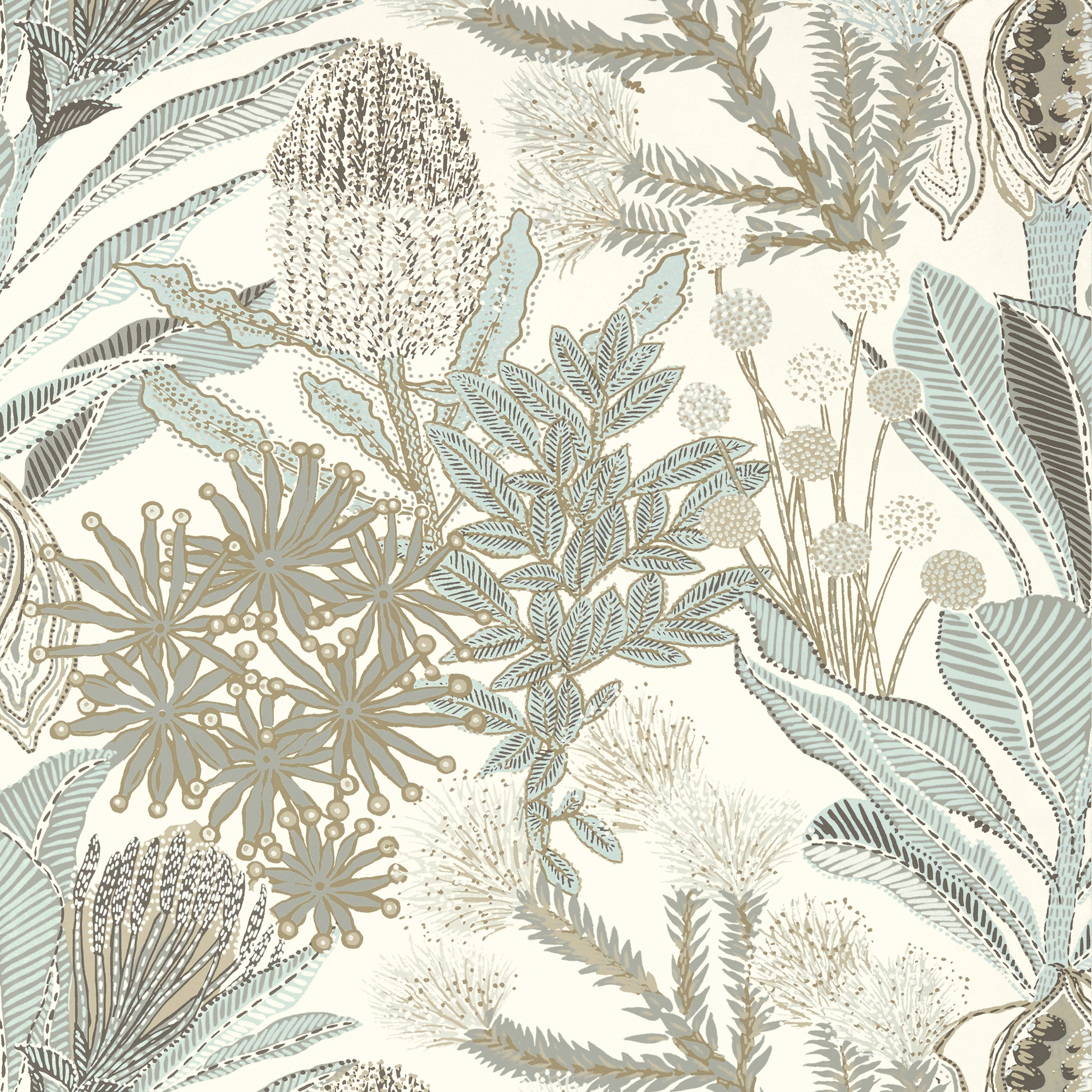 Thibaut Protea Behang T13924 - Neutral and Spa Blue